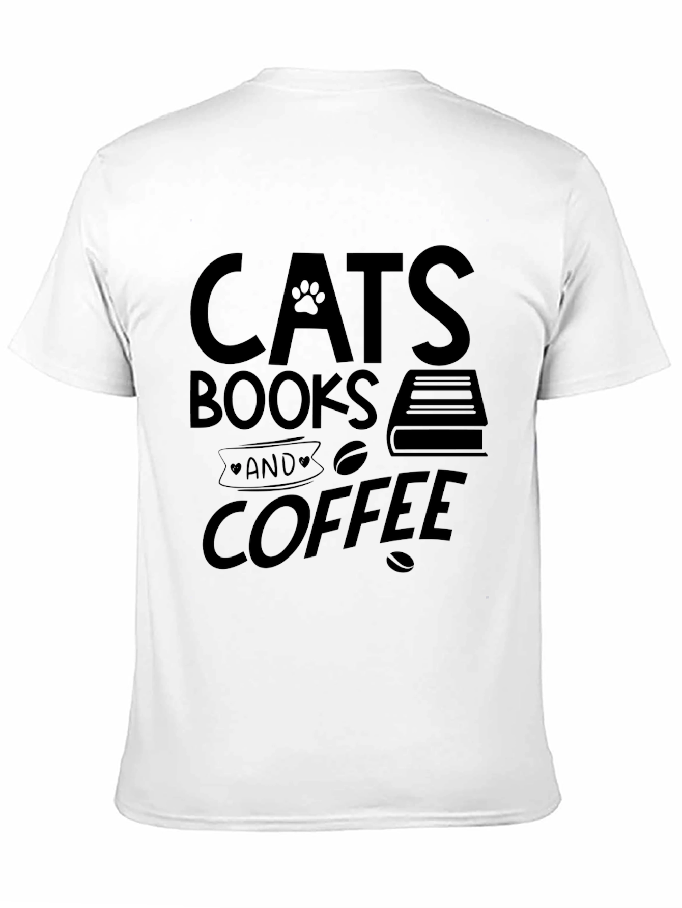 Cats Books and Coffee Graphic Tee - Black