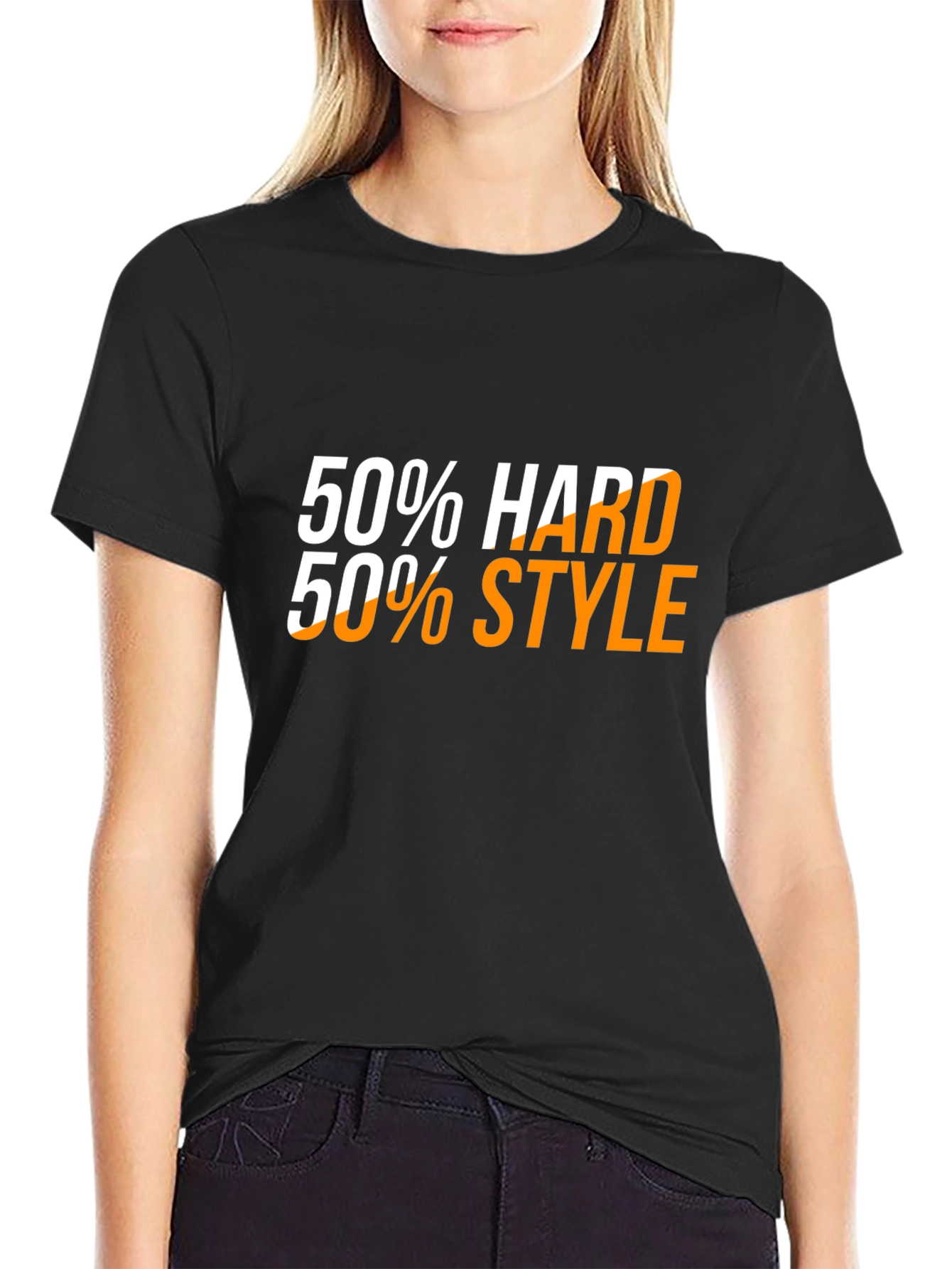 50% Hard 50% Style Black Graphic Tee