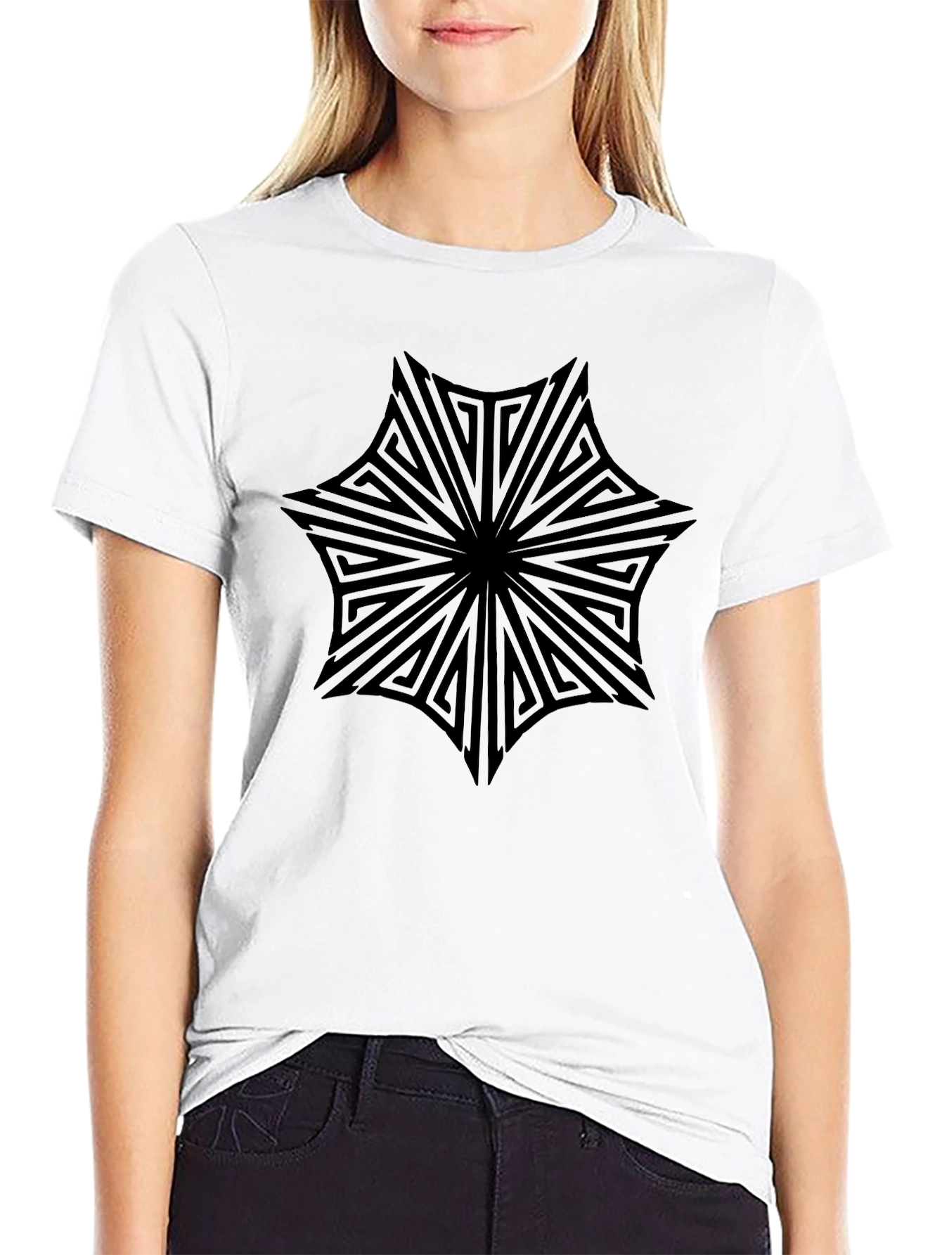 Geometric Mandala Mens Black T-Shirt