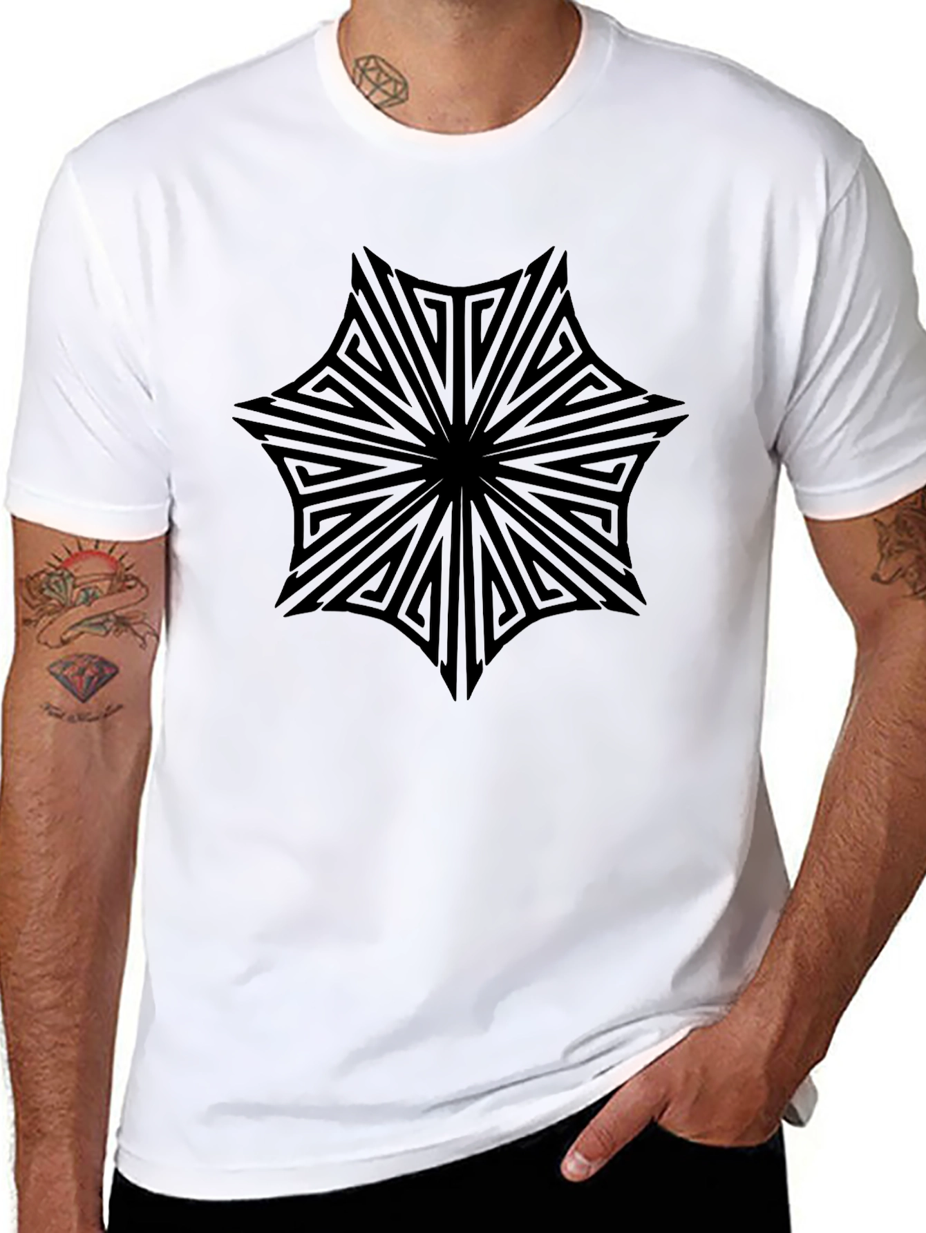 Geometric Mandala Mens Black T-Shirt