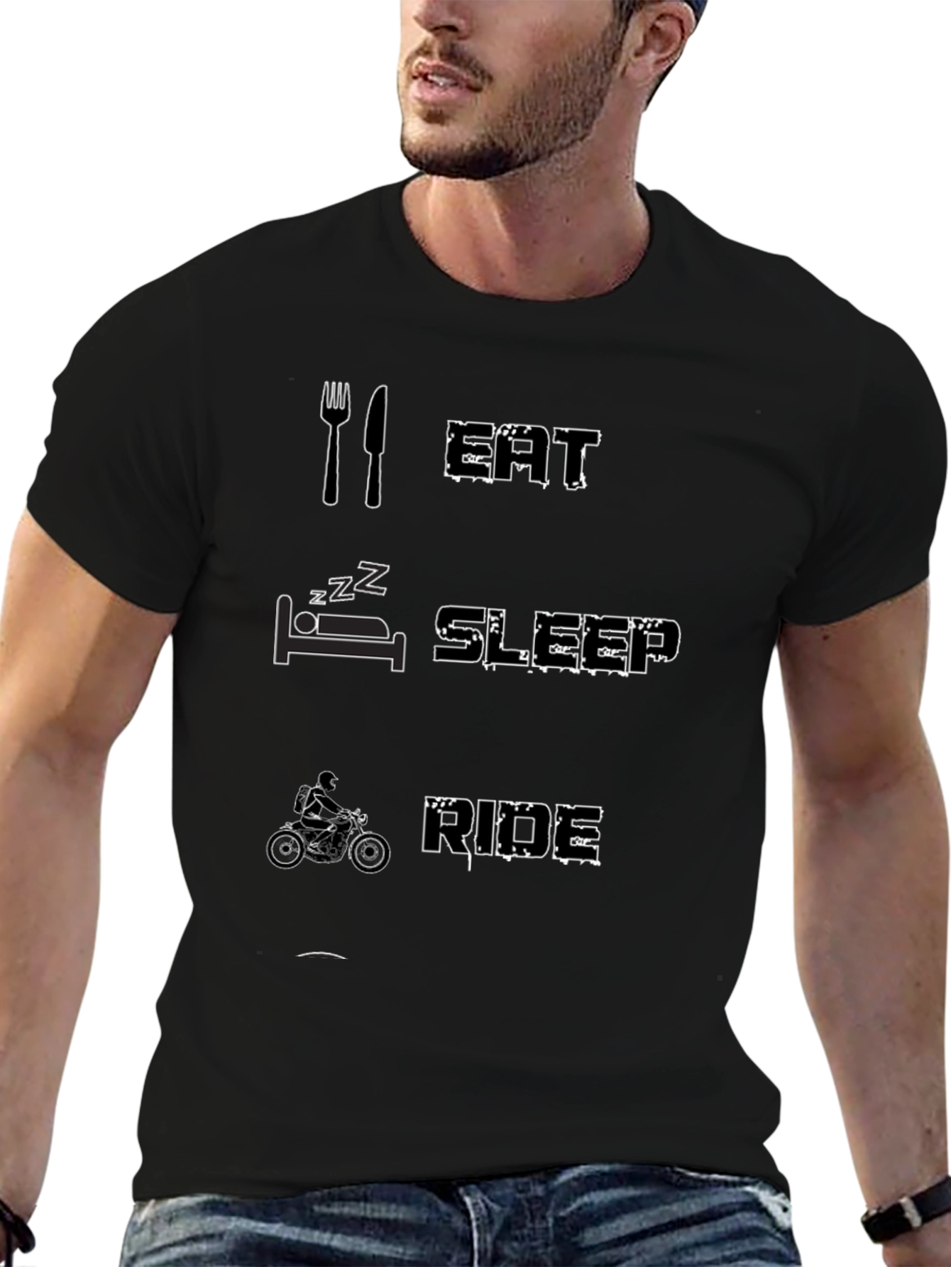 Eat Sleep Ride Black Graphic T-Shirt