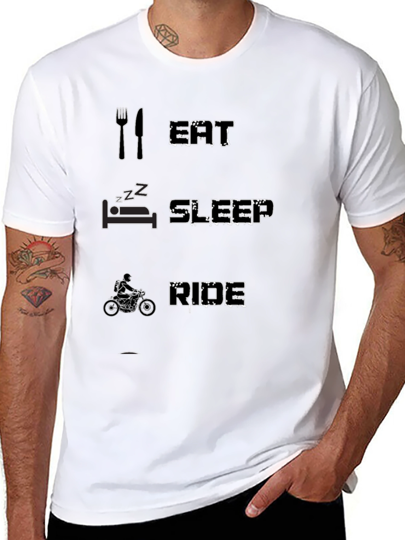 Eat Sleep Ride Black Graphic T-Shirt