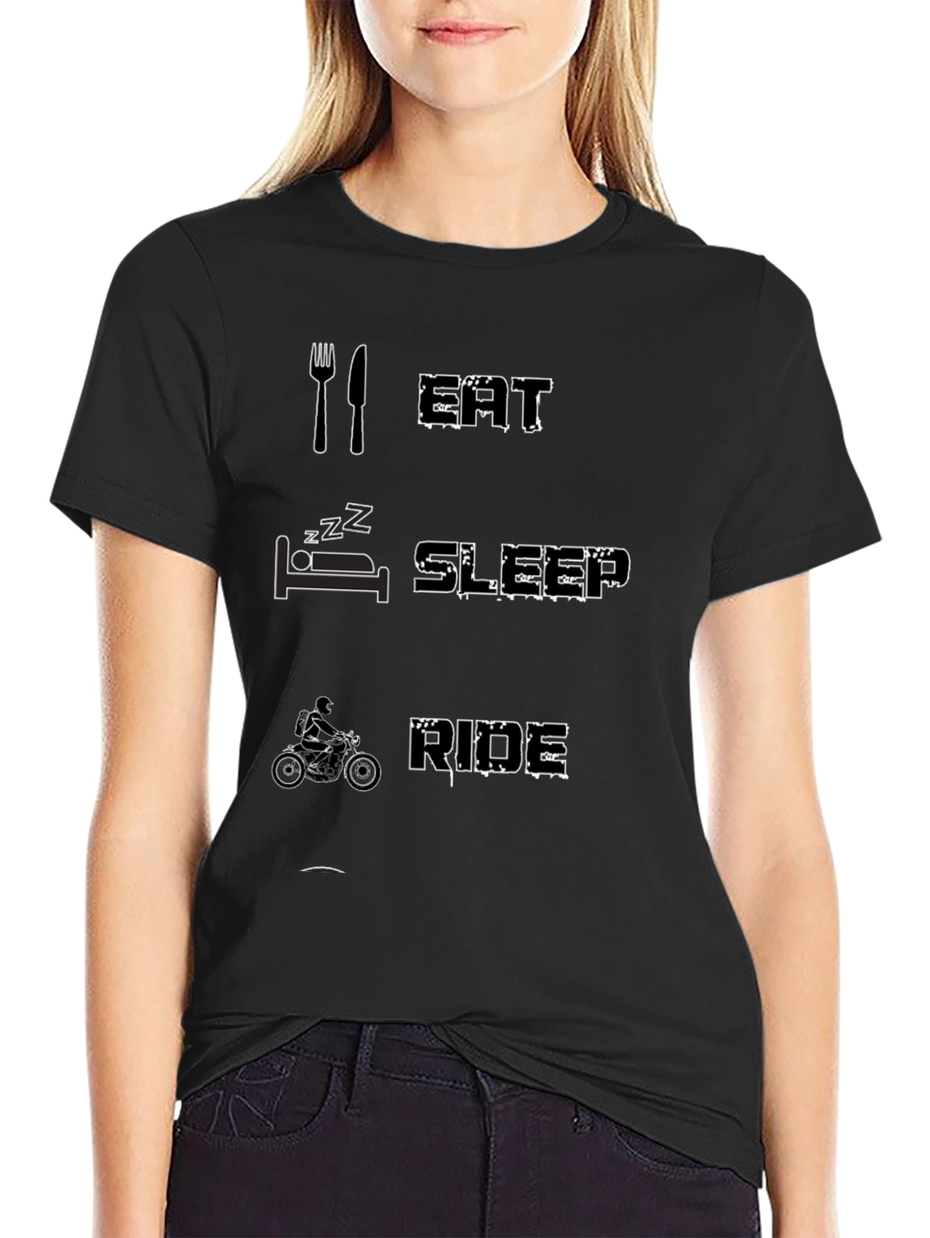 Eat Sleep Ride Black Graphic T-Shirt