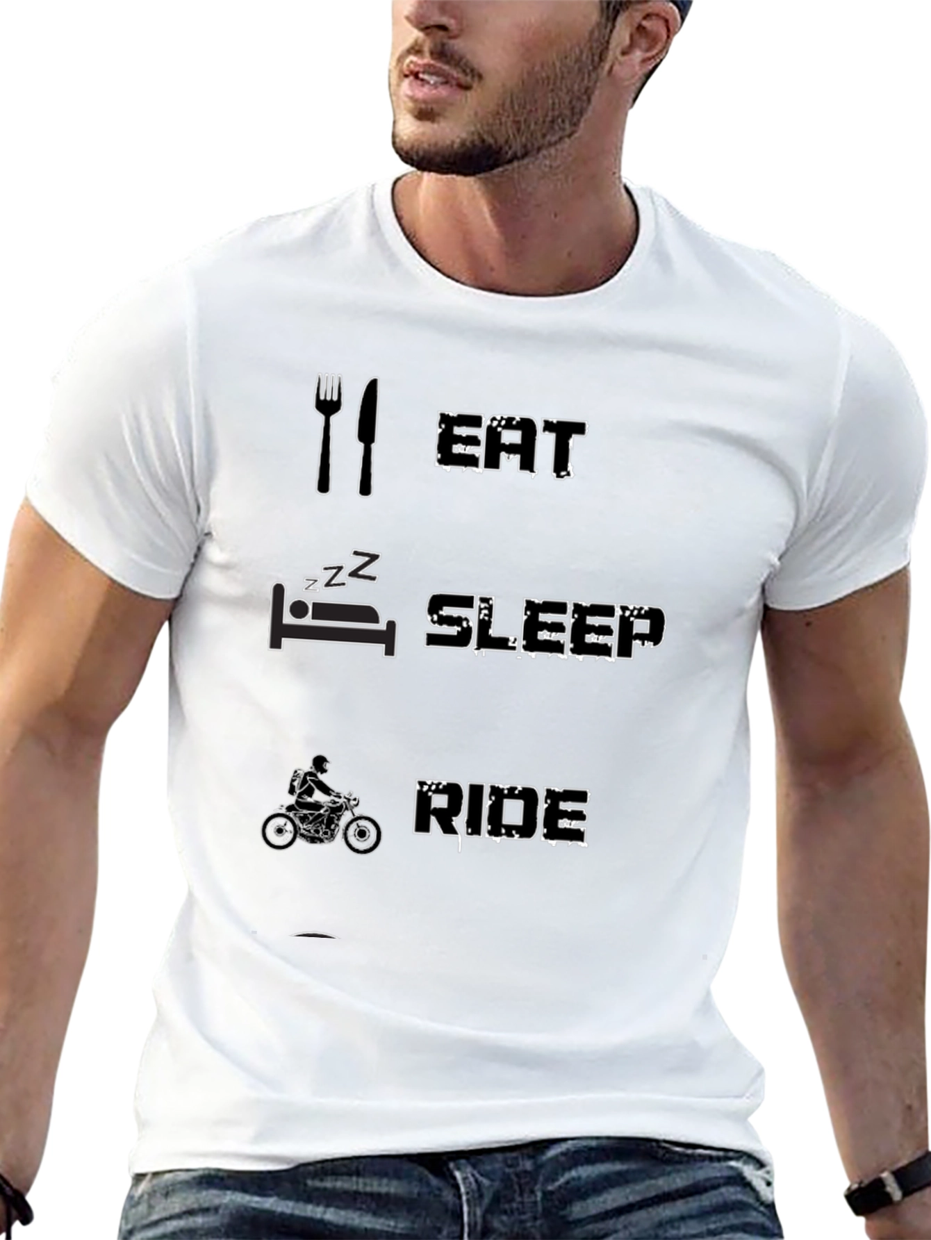 Eat Sleep Ride Black Graphic T-Shirt