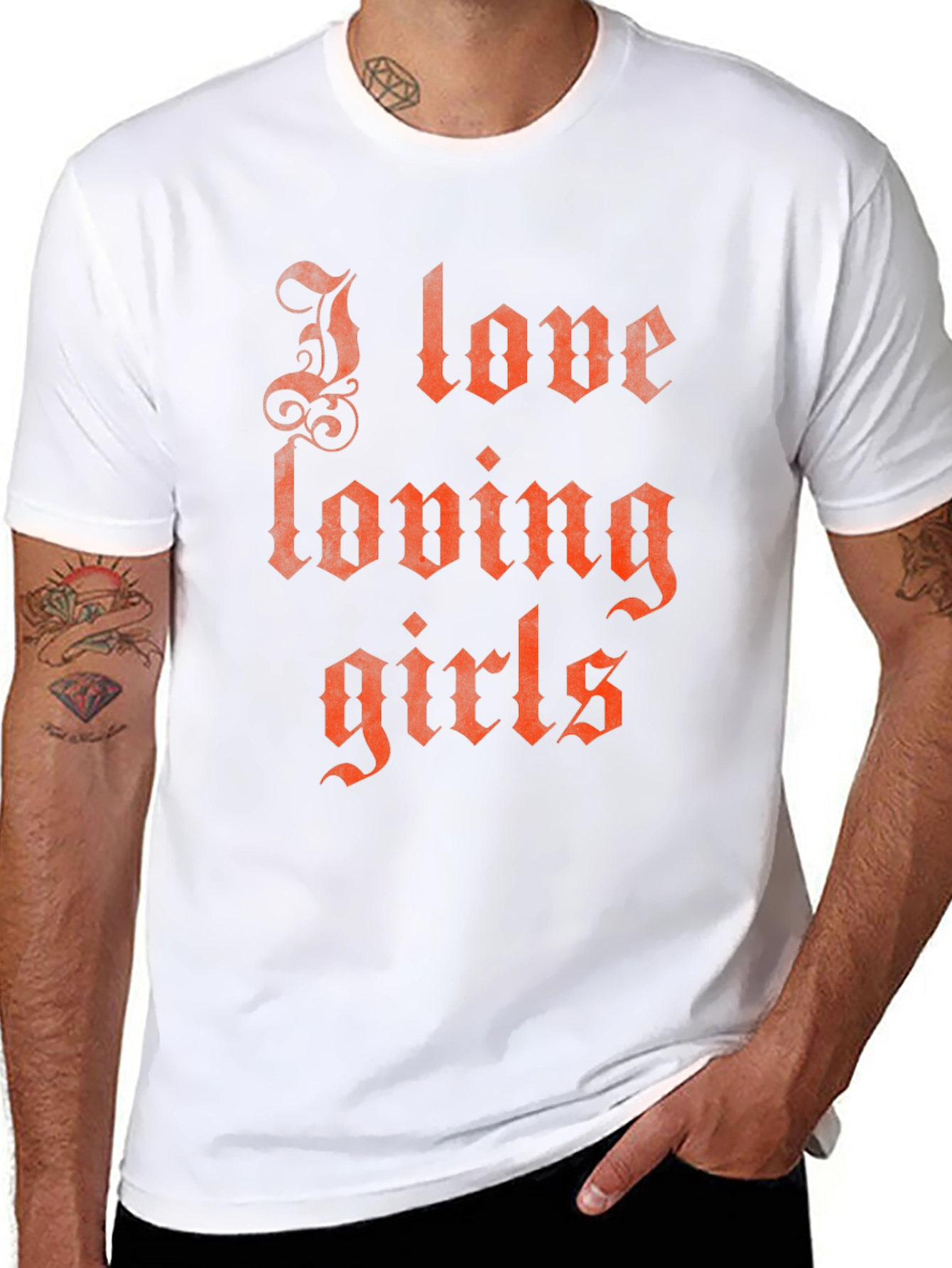 I Love Loving Girls Graphic T-Shirt - Black