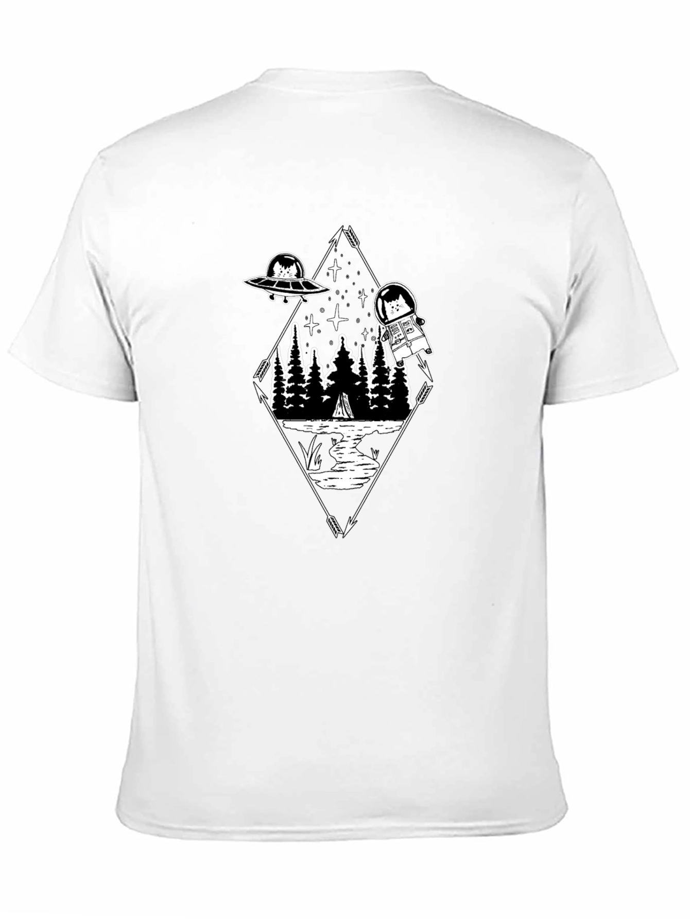 Cat Astronaut Graphic T-Shirt - Black