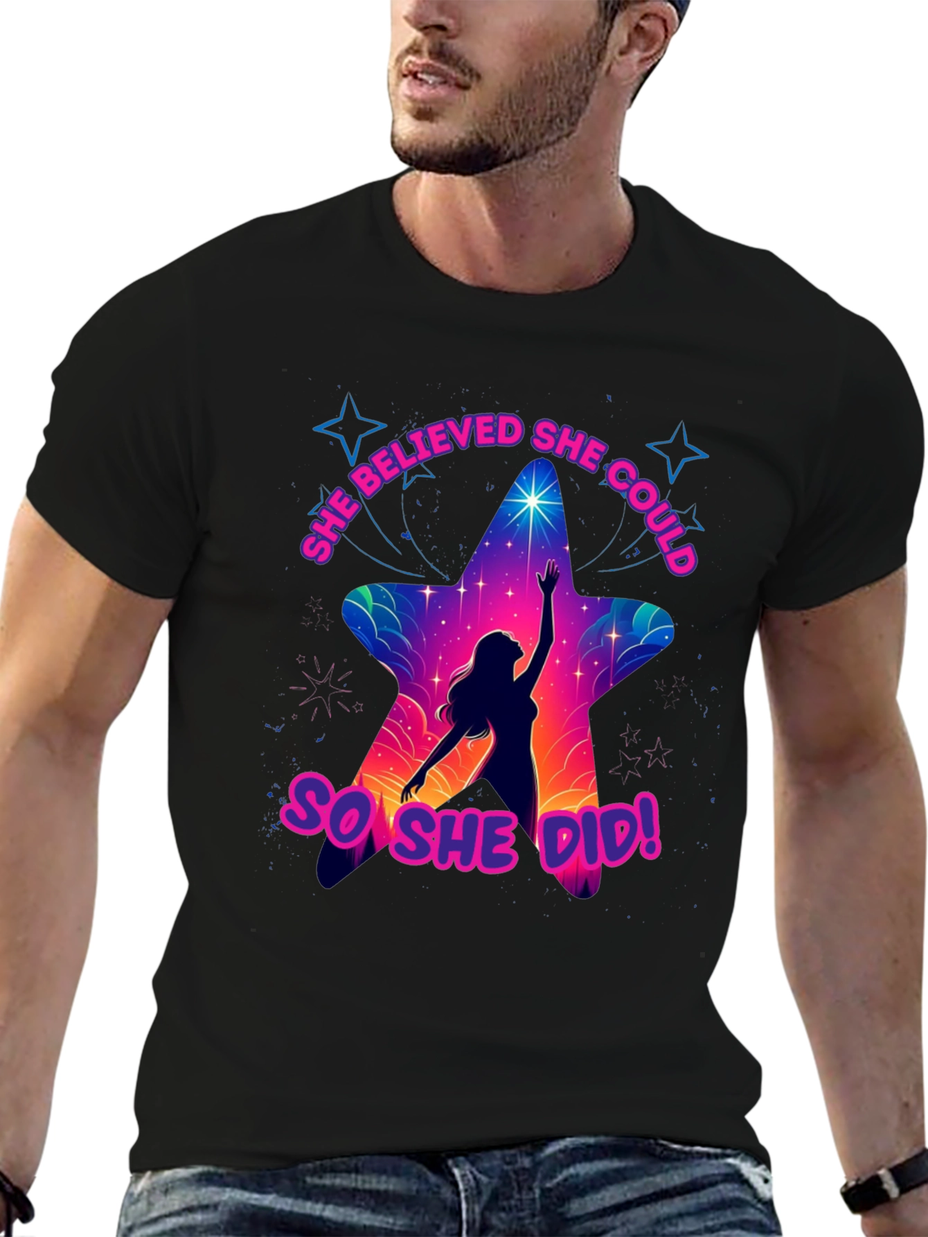 She Believed She Could T-Shirt - Motivational Star Design