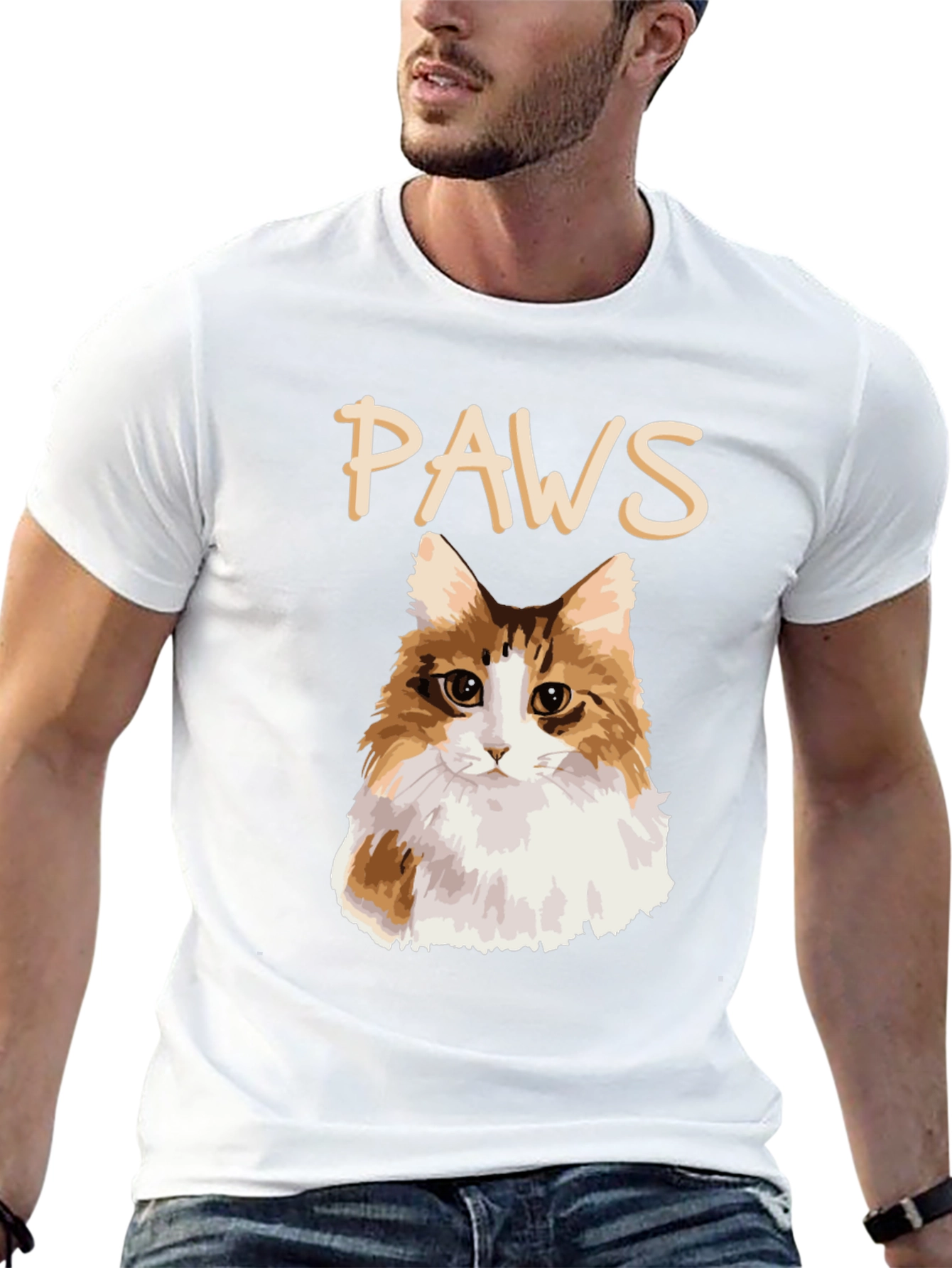 PAWS Cat T-Shirt - Fluffy Feline Graphic Tee