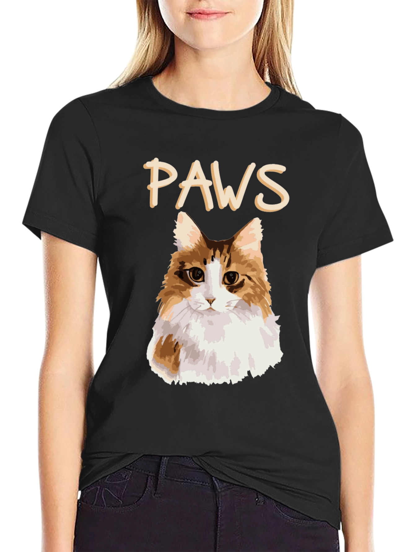 PAWS Cat T-Shirt - Fluffy Feline Graphic Tee