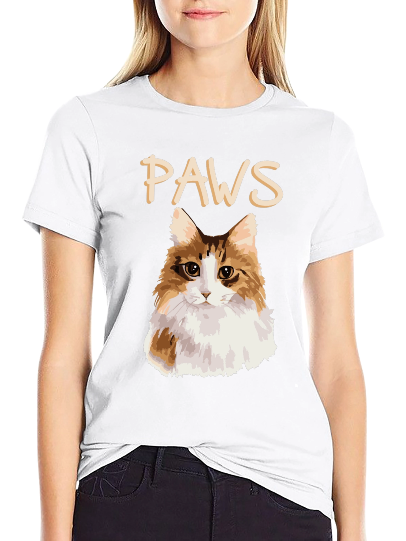 PAWS Cat T-Shirt - Fluffy Feline Graphic Tee