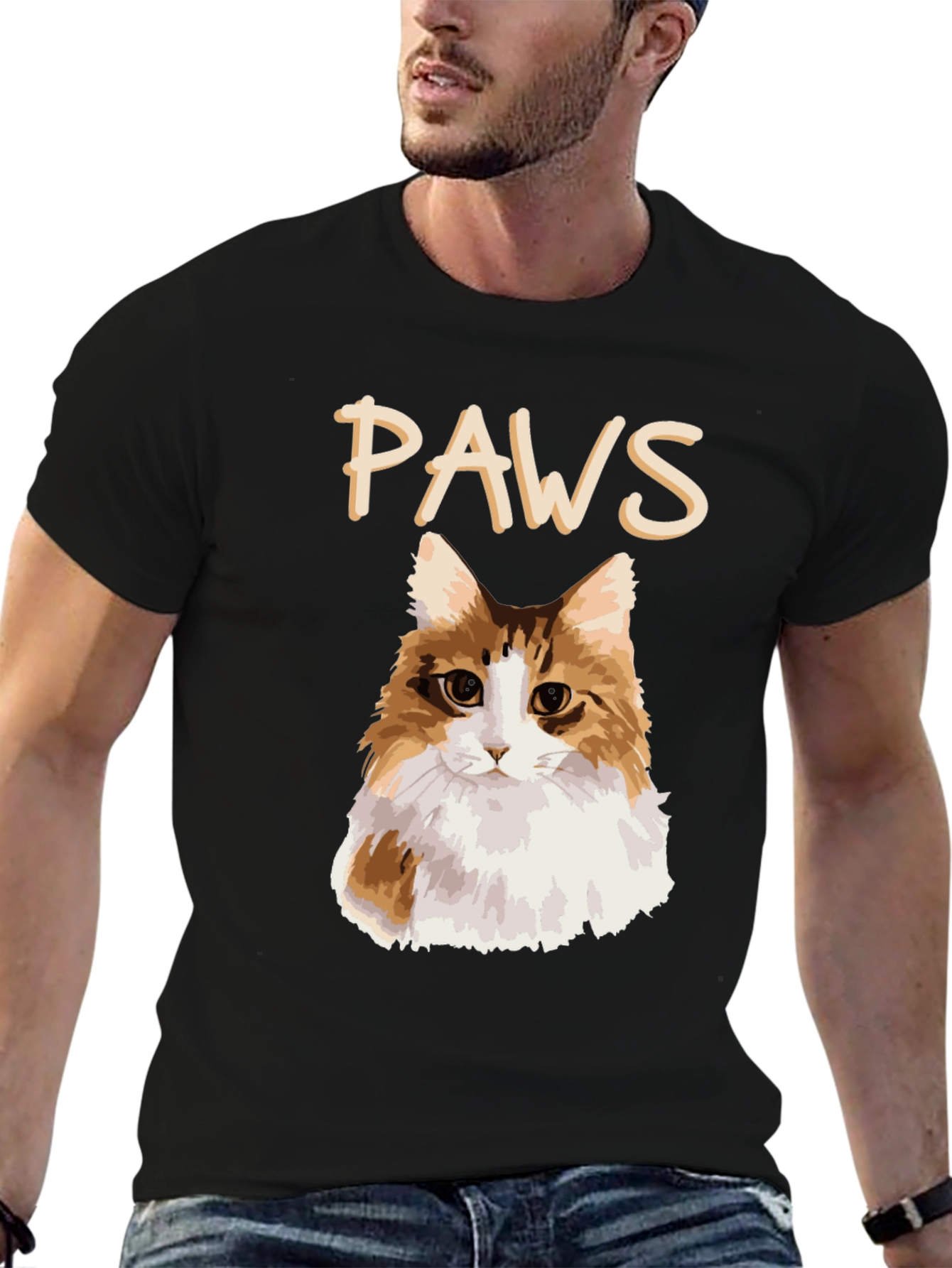 PAWS Cat T-Shirt - Fluffy Feline Graphic Tee