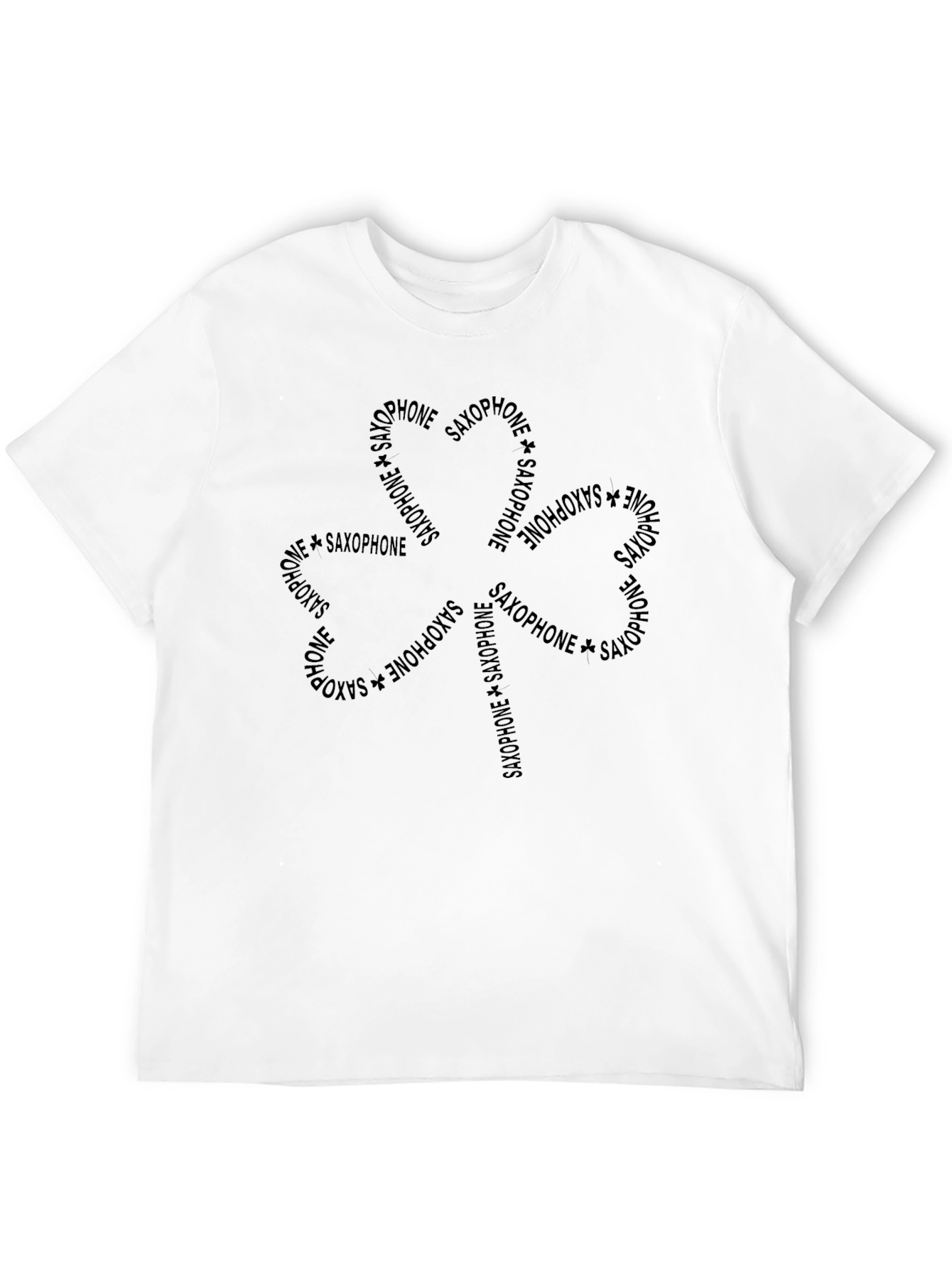 Saxophone Flower Graphic Tee - Black Cotton Casual Top