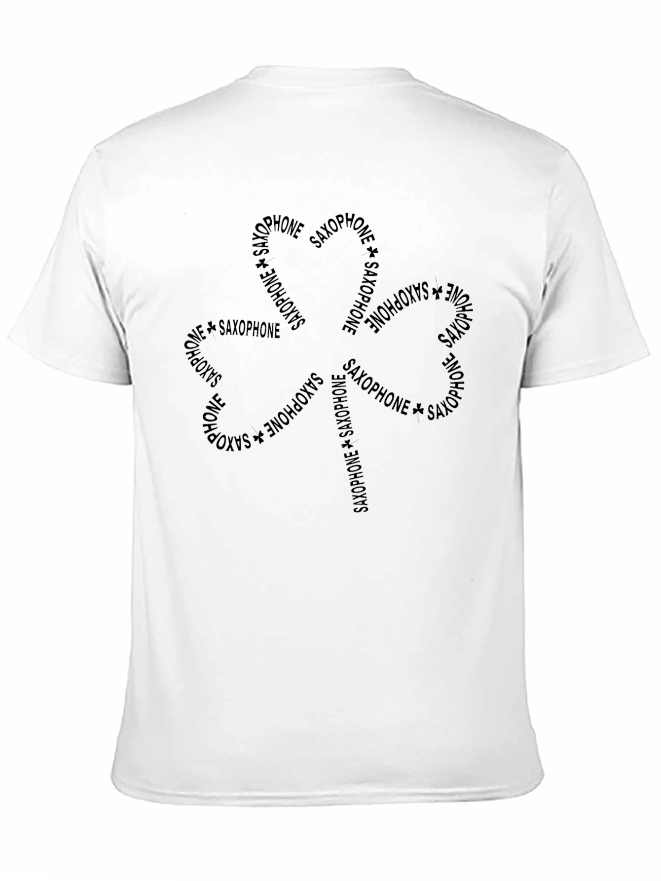 Saxophone Flower Graphic Tee - Black Cotton Casual Top