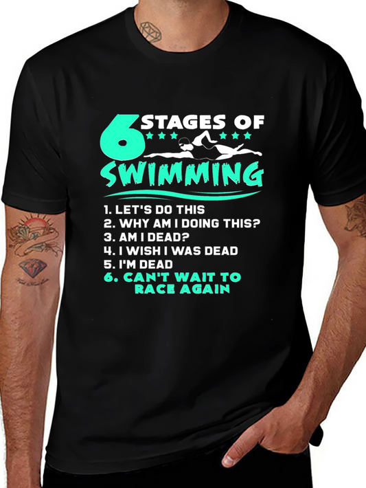 6 Stages of Swimming T-Shirt - Swimmers Humor