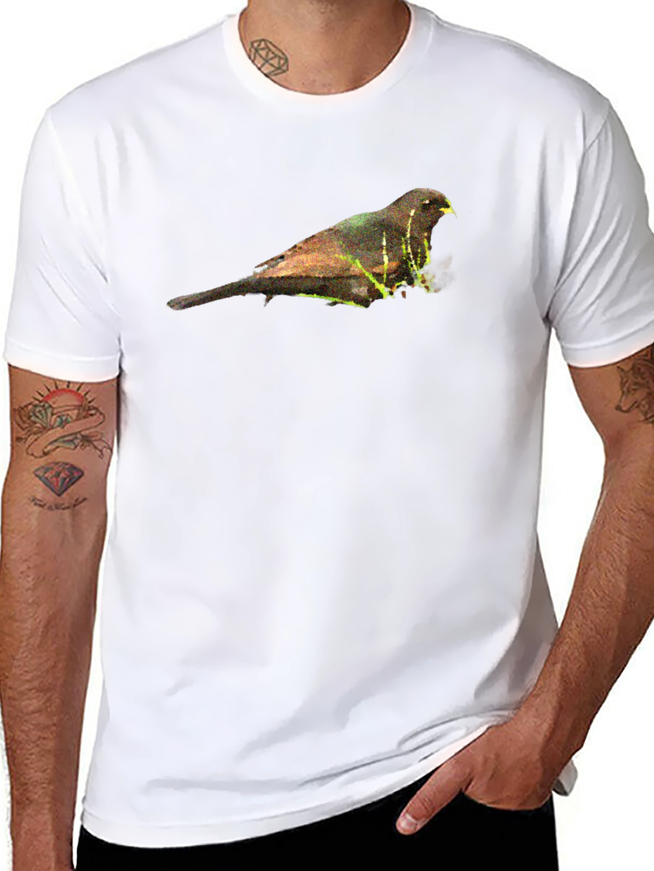 Bird Graphic Black T-Shirt - Nature Inspired Apparel