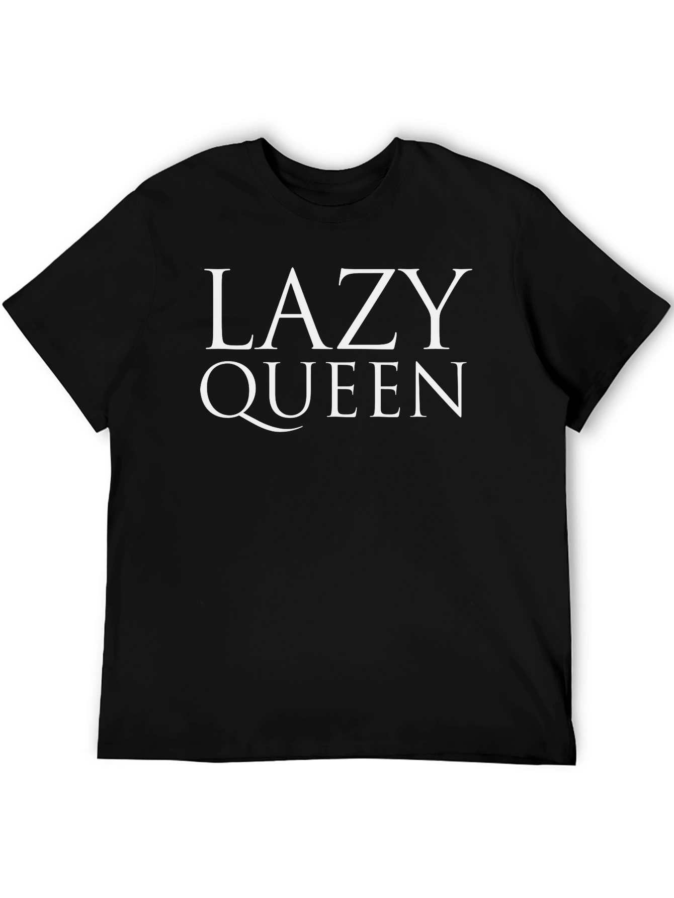 Lazy Queen Graphic Tee - Black Cotton Blend T-Shirt