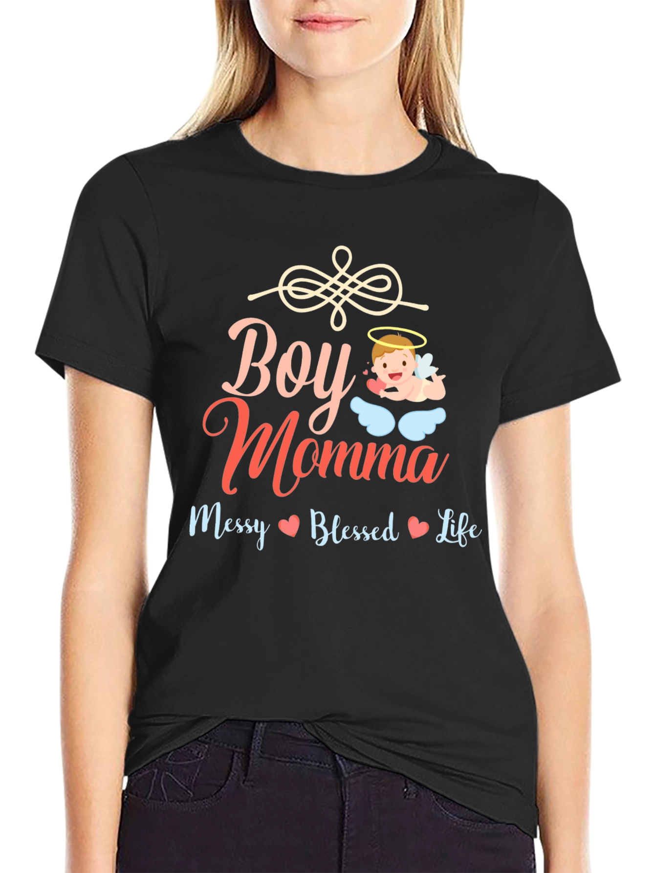 Boy Momma Messy Blessed Life Graphic Tee