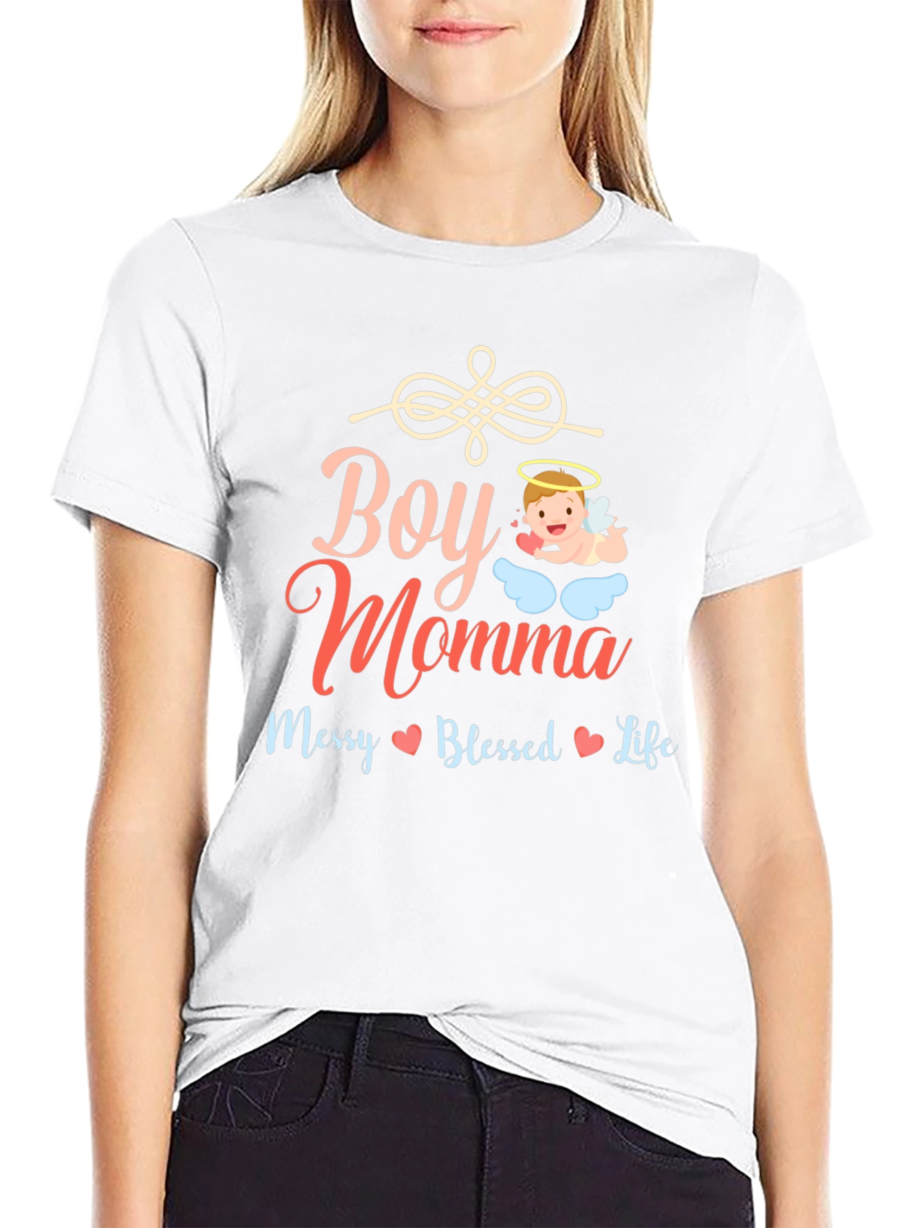 Boy Momma Messy Blessed Life Graphic Tee