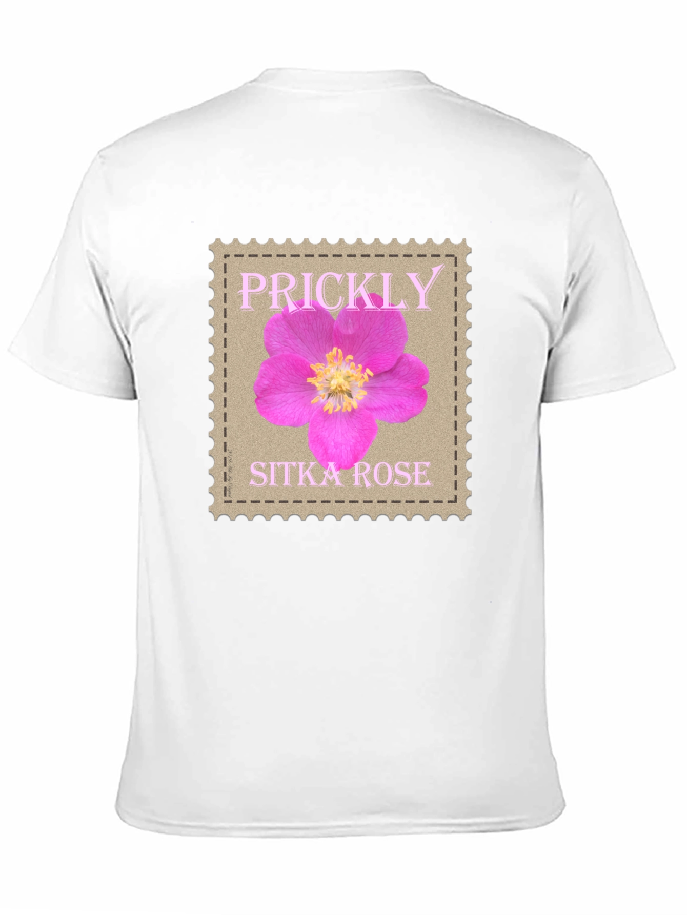 Prickly Sitka Rose Stamp Style T-Shirt