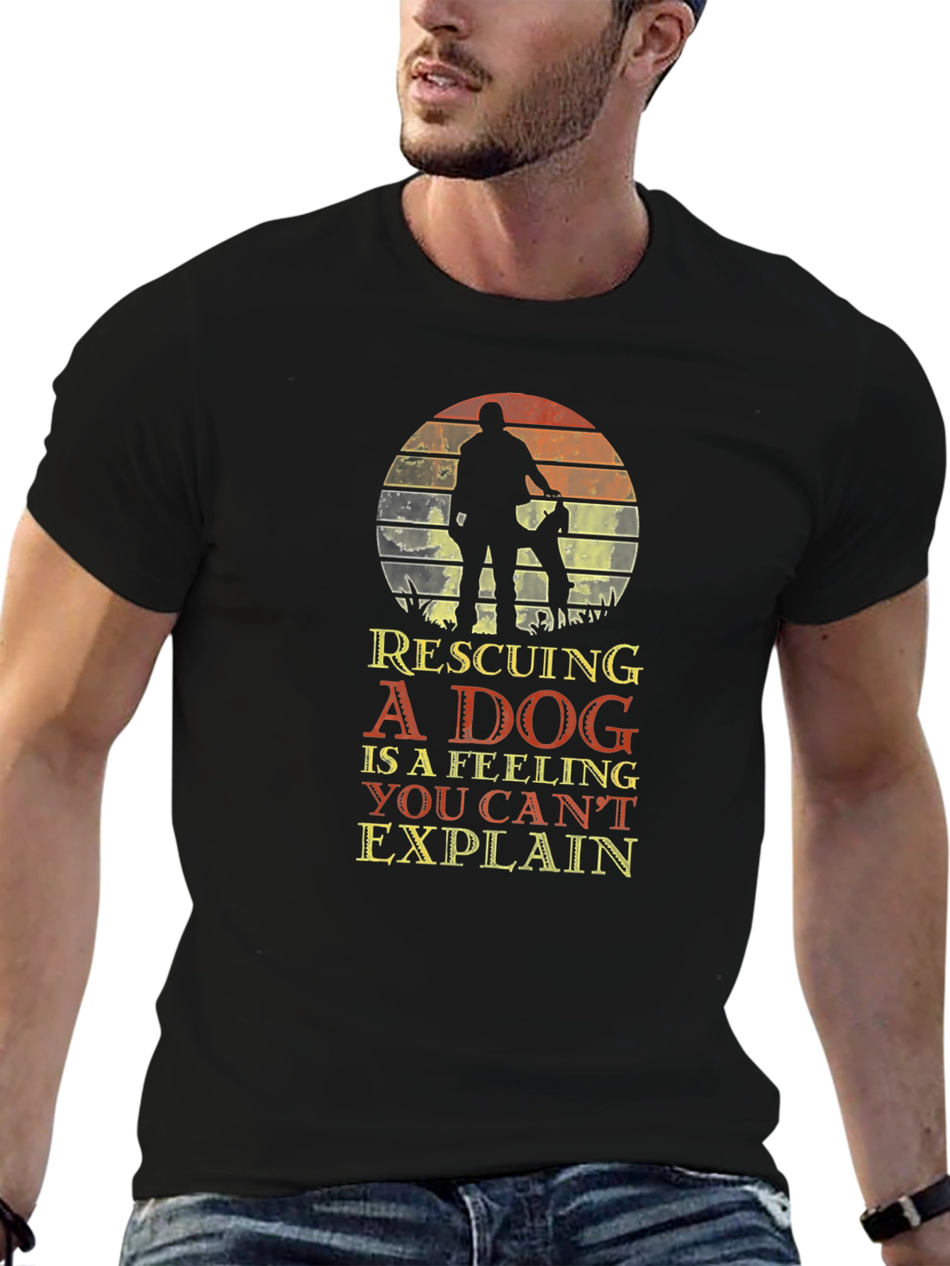 Rescuing a Dog Graphic Tee Unisex Black T-Shirt