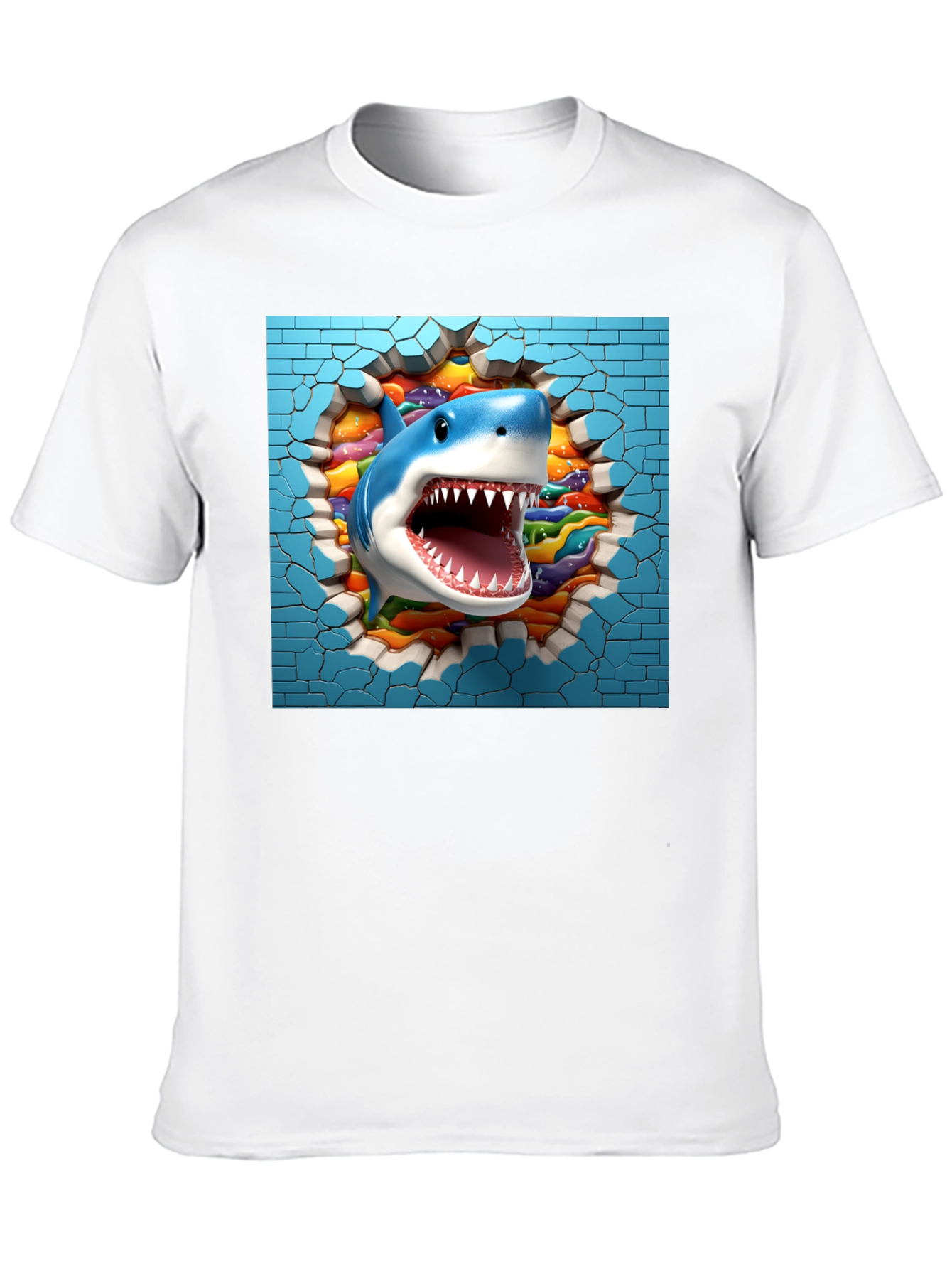 Shark Breaking Through Wall Graphic Tee