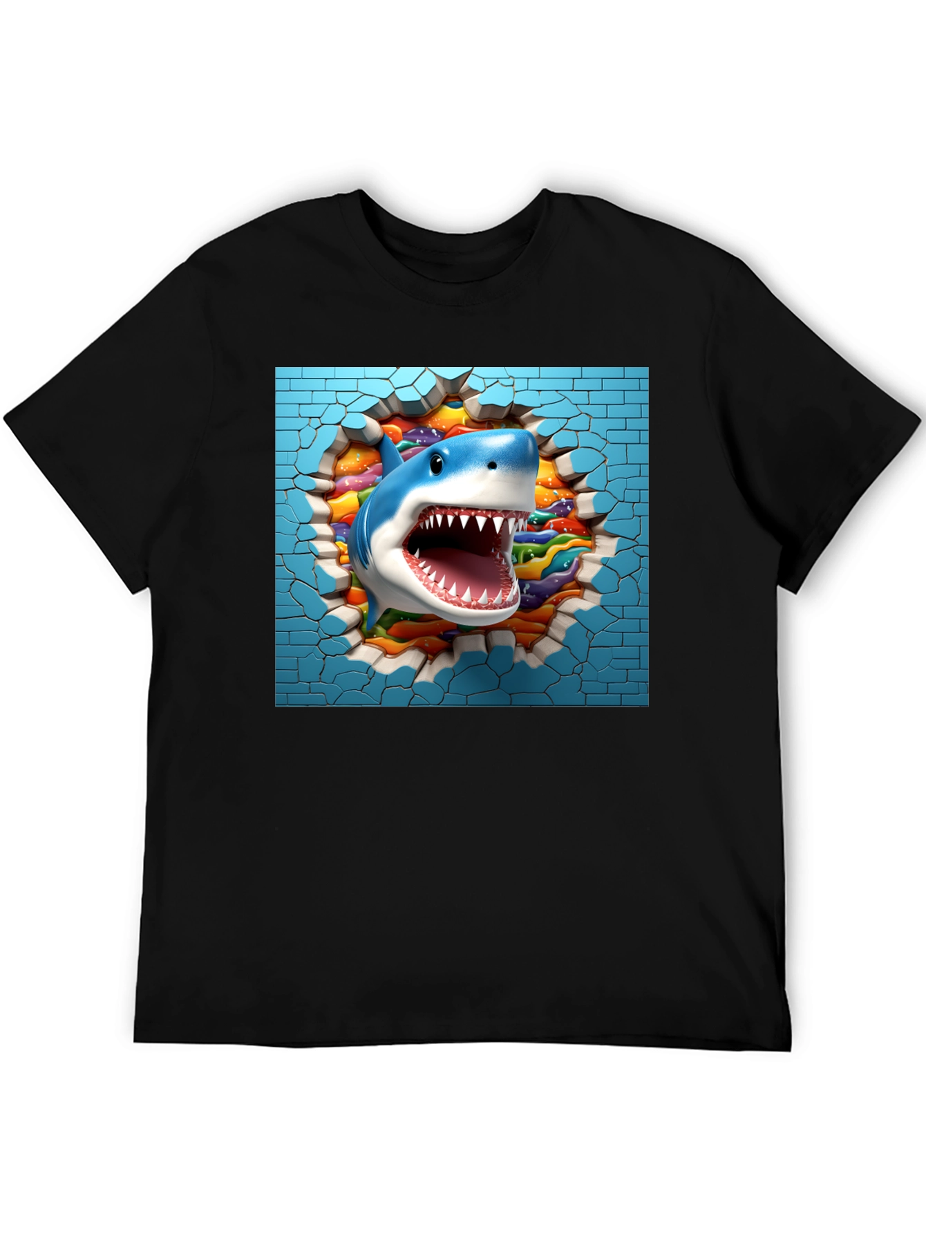 Shark Breaking Through Wall Graphic Tee