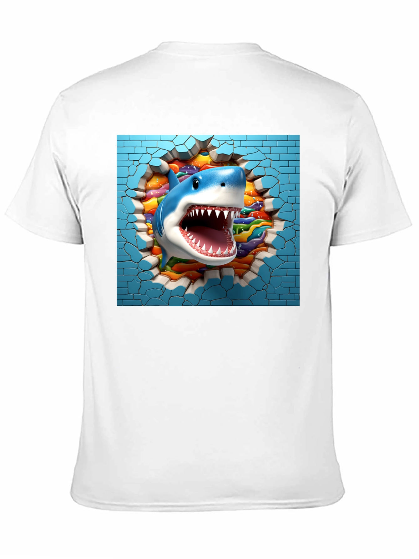 Shark Breaking Through Wall Graphic Tee