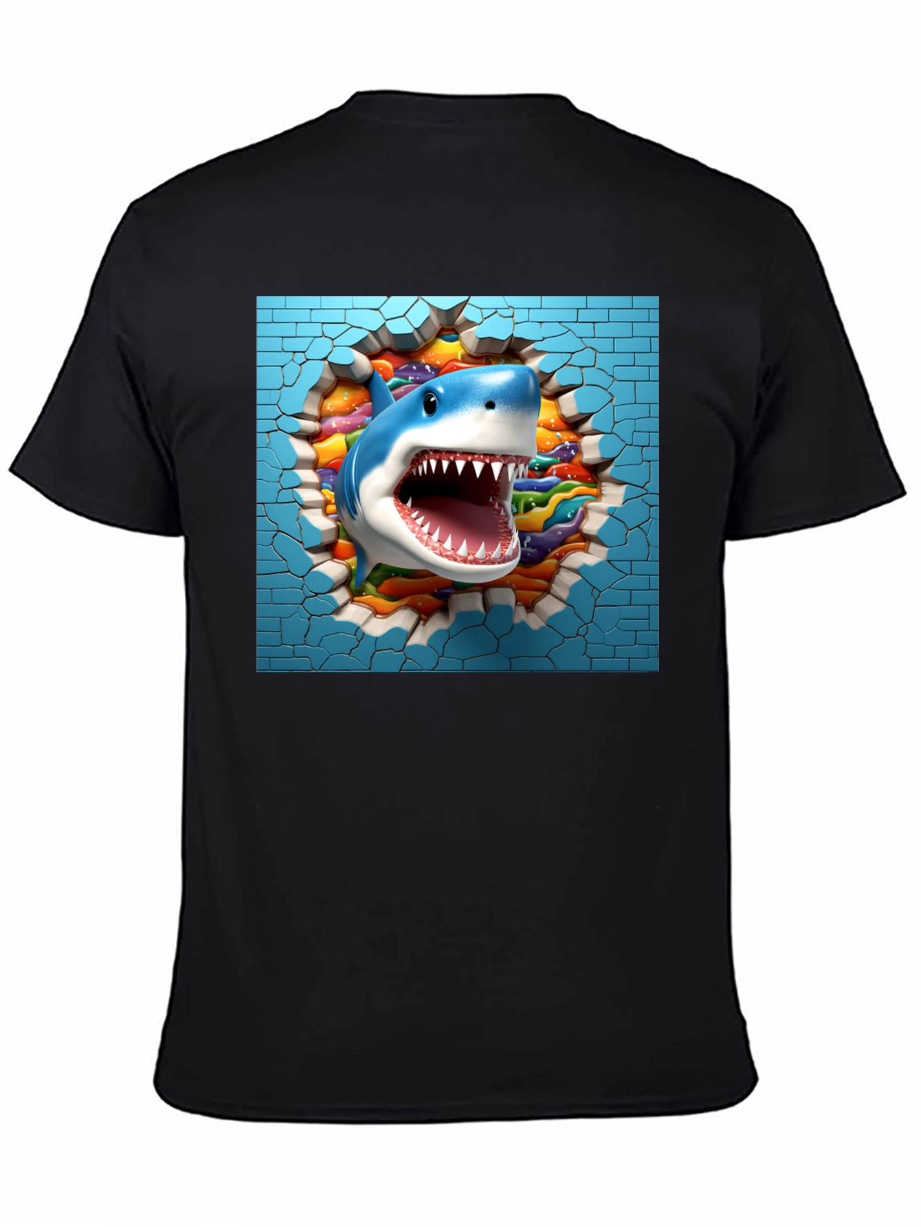 Shark Breaking Through Wall Graphic Tee