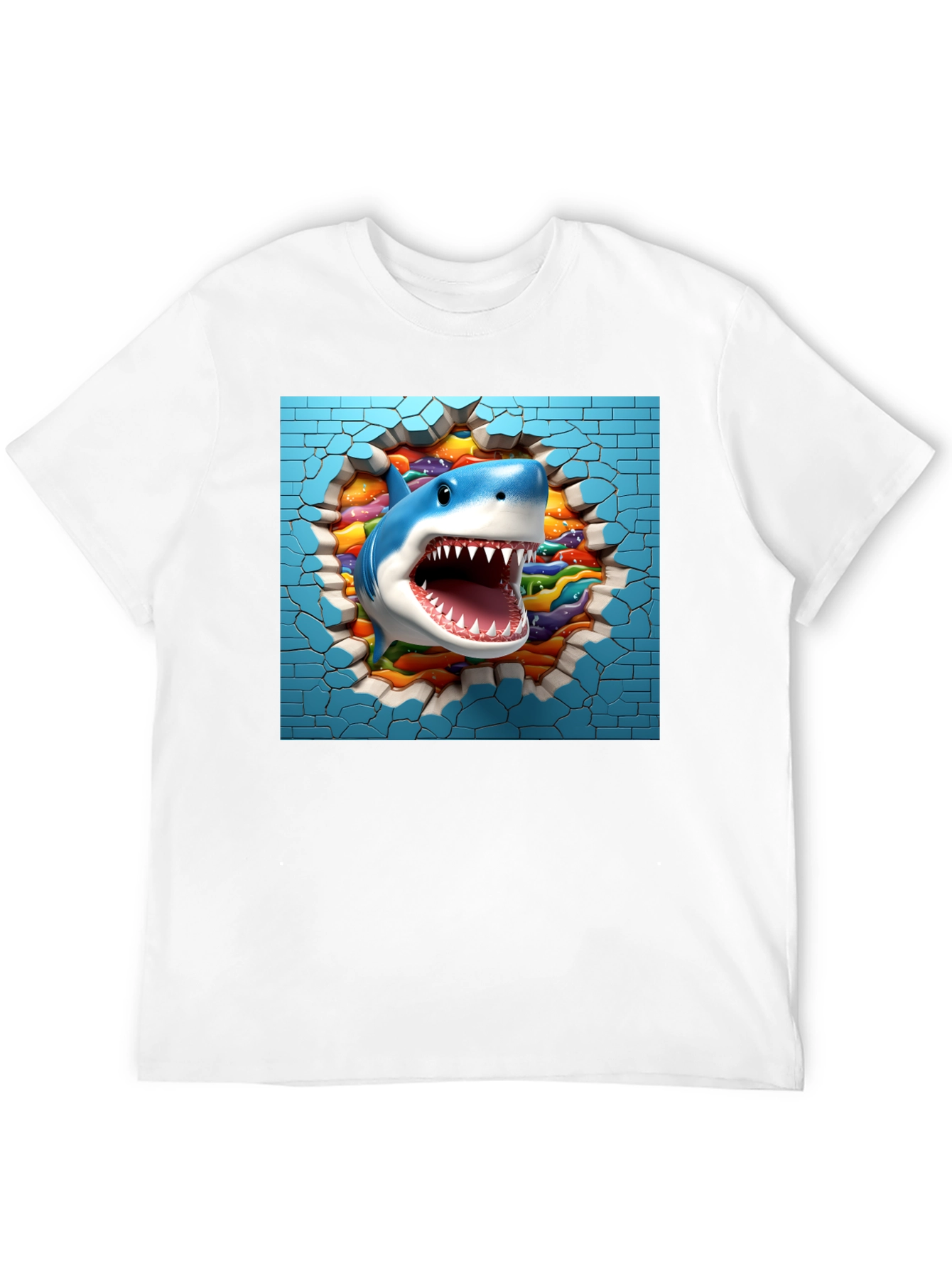 Shark Breaking Through Wall Graphic Tee