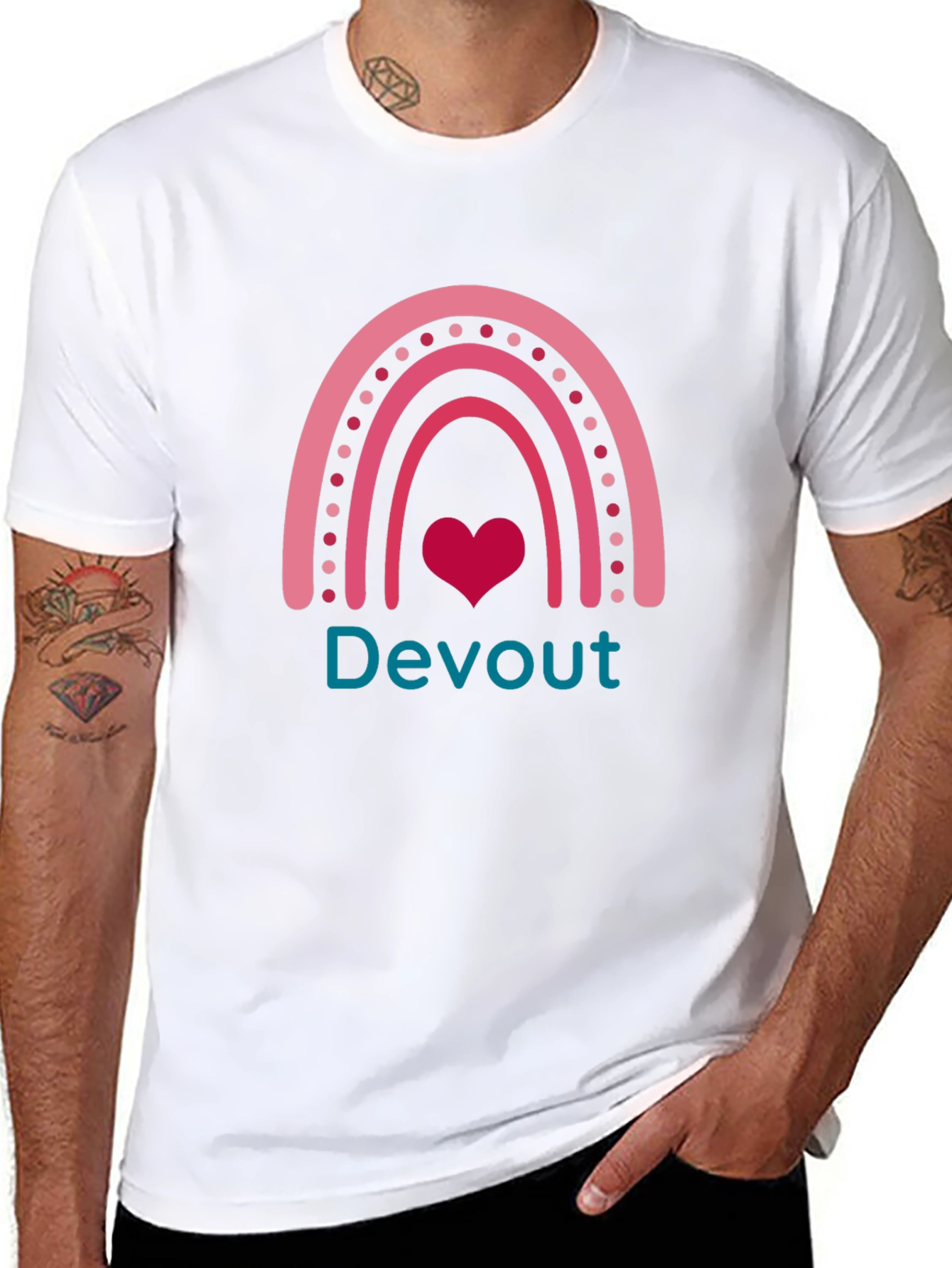 Devout Rainbow Heart Tee - Mens Graphic T-Shirt