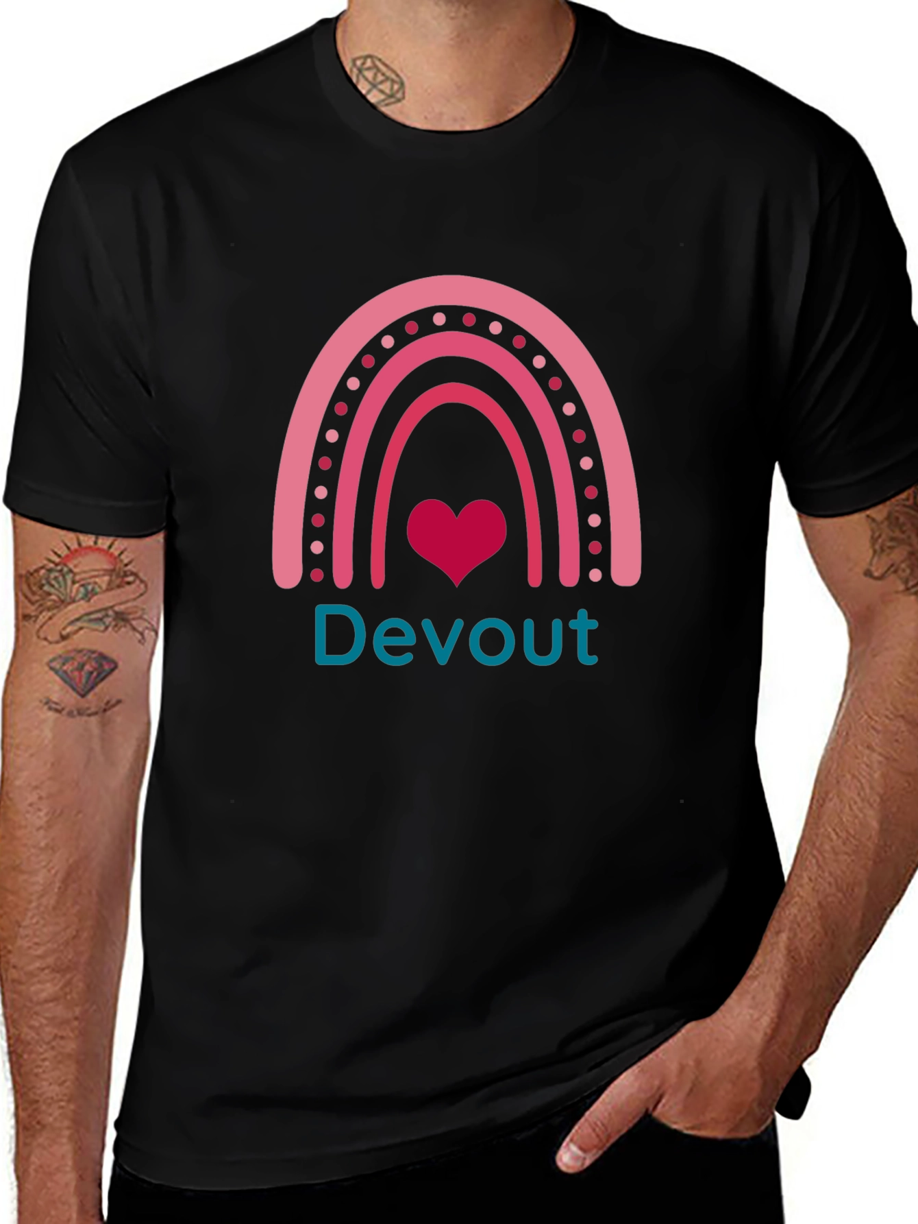 Devout Rainbow Heart Tee - Mens Graphic T-Shirt