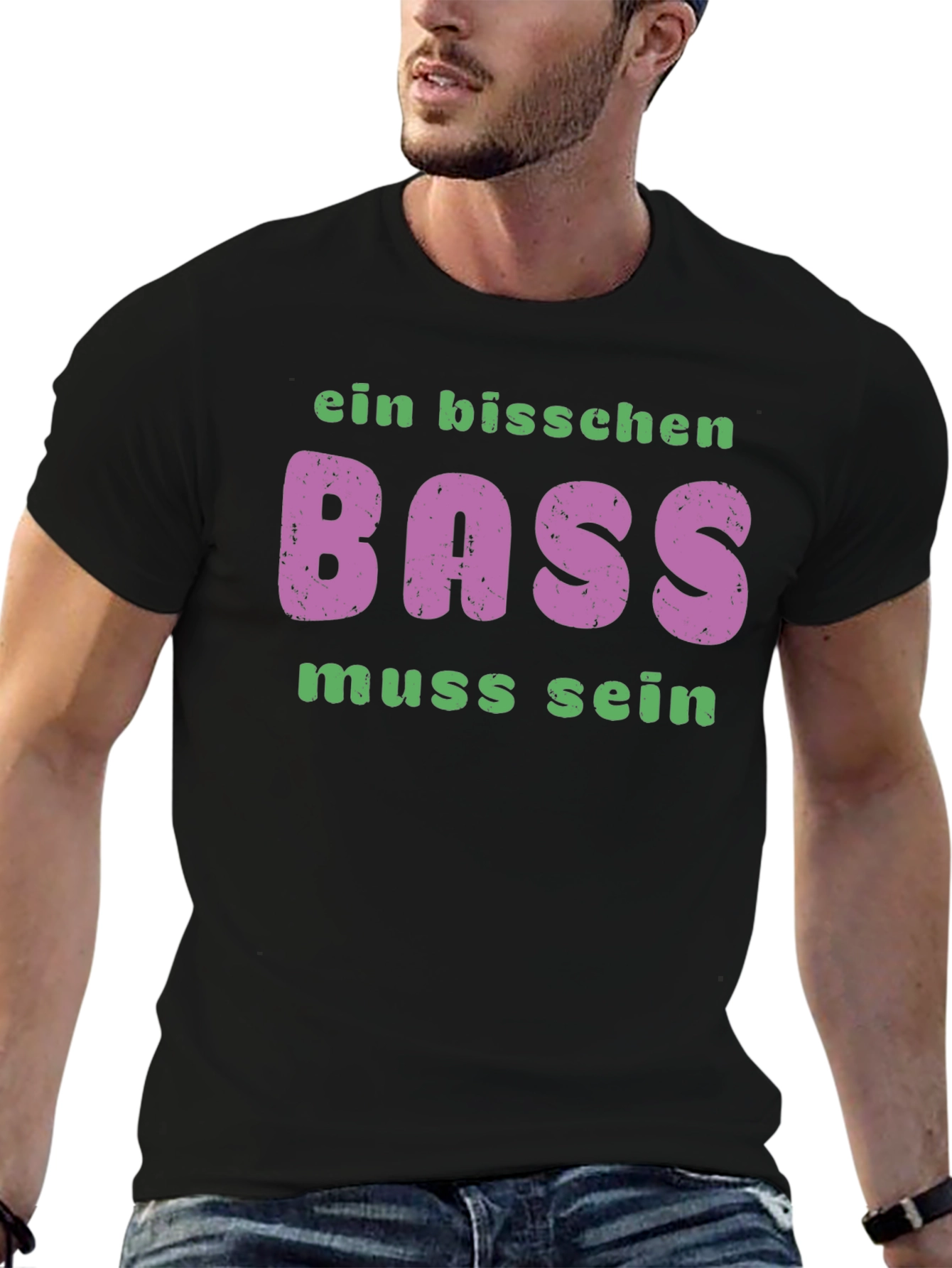 Ein Bisschen Bass Muss Sein Black T-Shirt