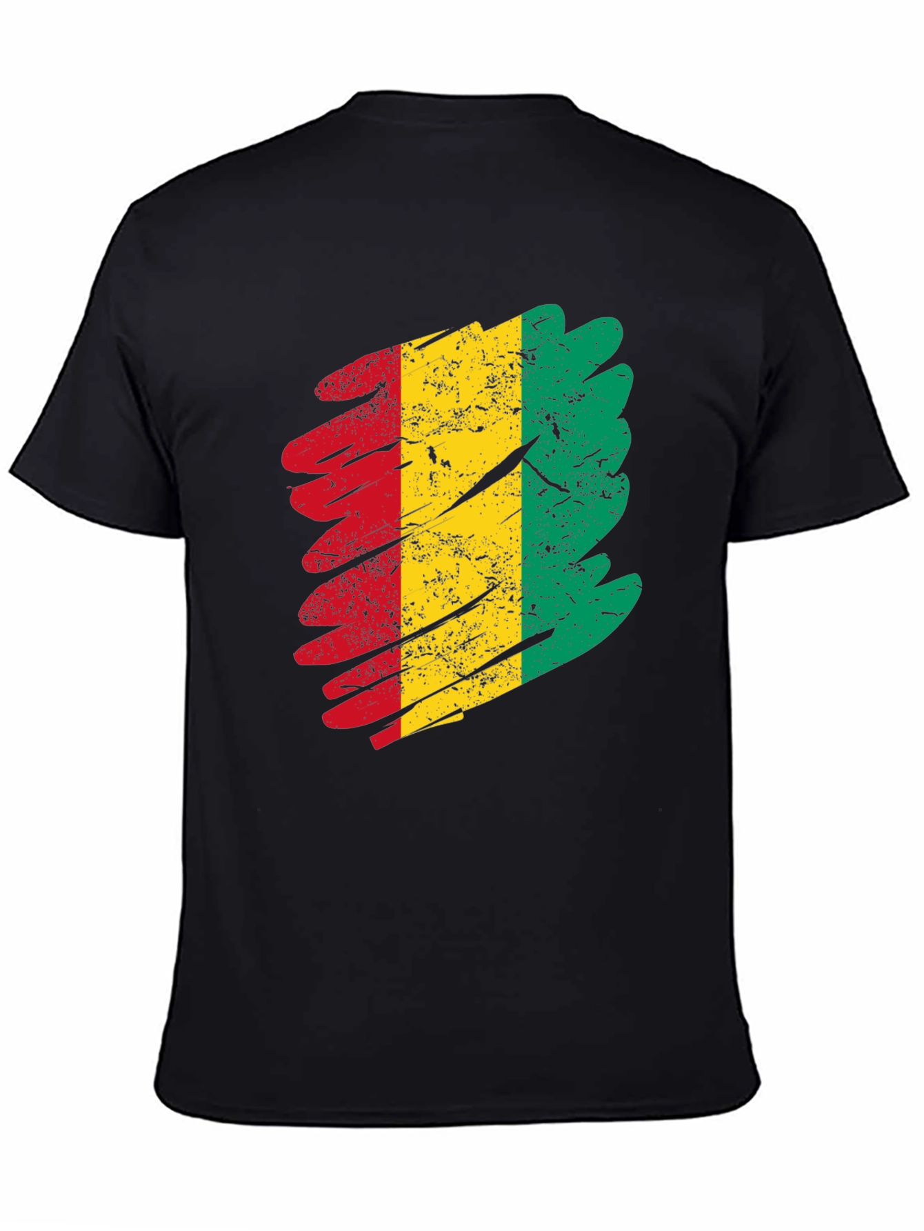 Guinea Flag Grunge T-Shirt - Black Tee
