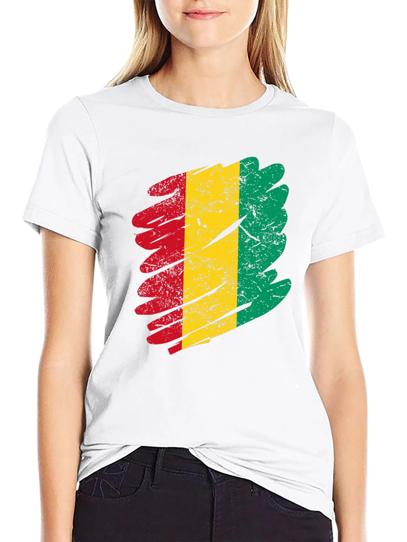Guinea Flag Grunge T-Shirt - Black Tee