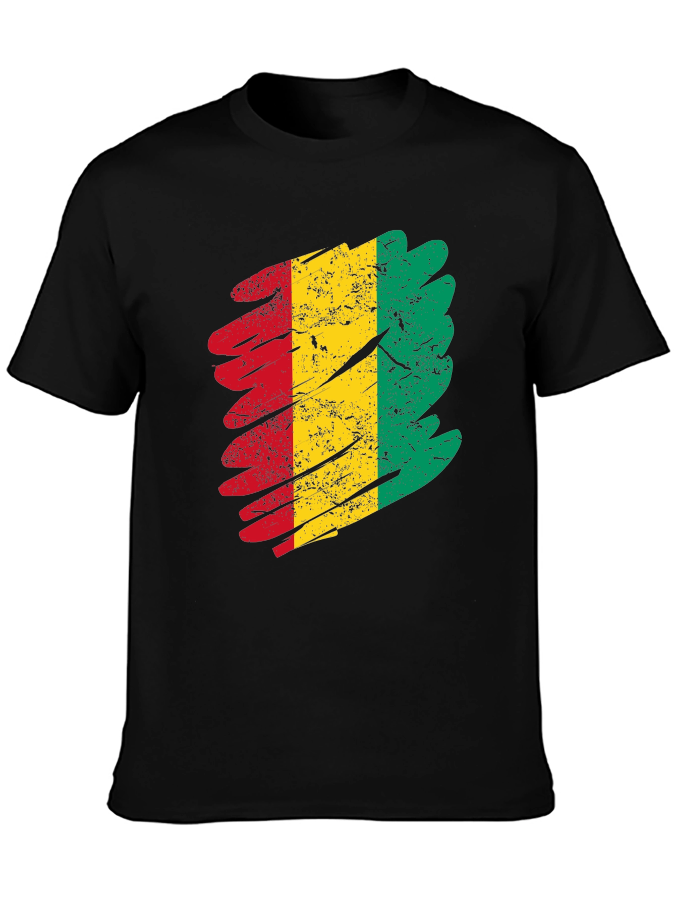 Guinea Flag Grunge T-Shirt - Black Tee