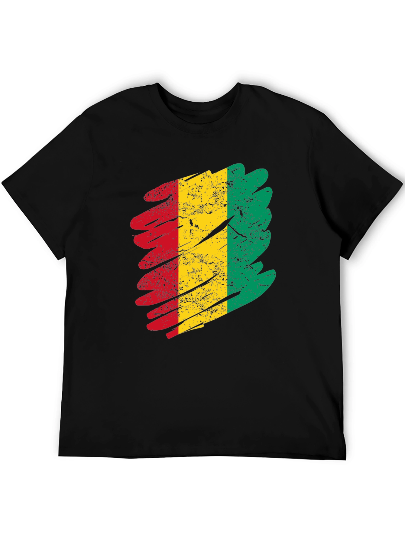 Guinea Flag Grunge T-Shirt - Black Tee
