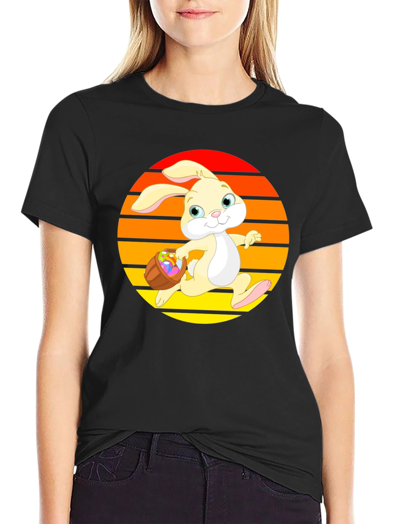 Easter Bunny Sunset Graphic Tee - Cute Holiday Apparel
