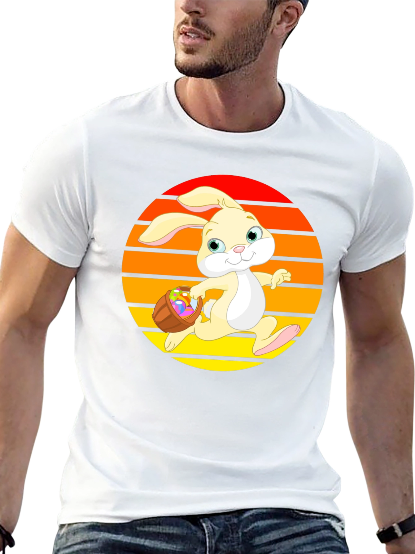 Easter Bunny Sunset Graphic Tee - Cute Holiday Apparel
