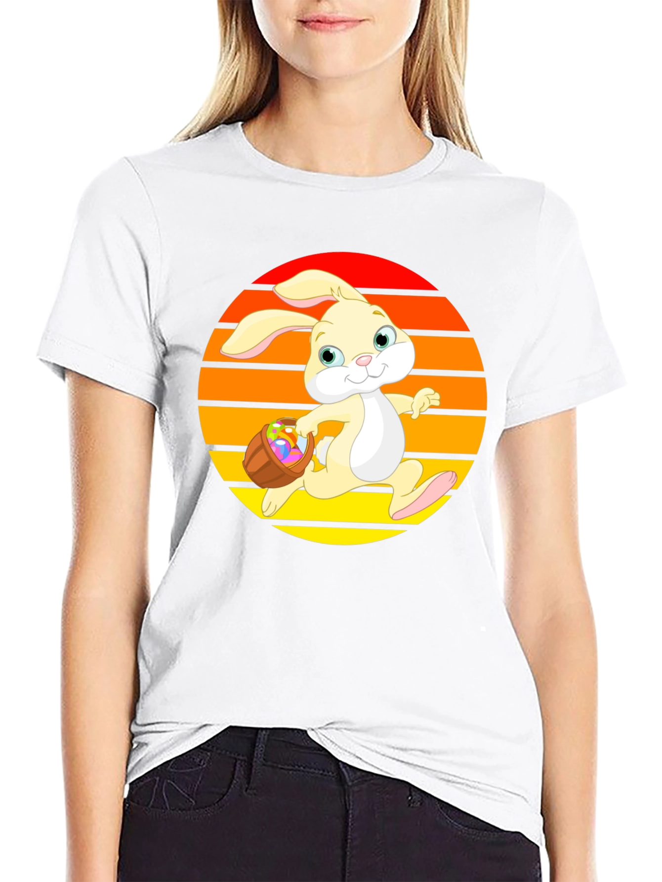 Easter Bunny Sunset Graphic Tee - Cute Holiday Apparel