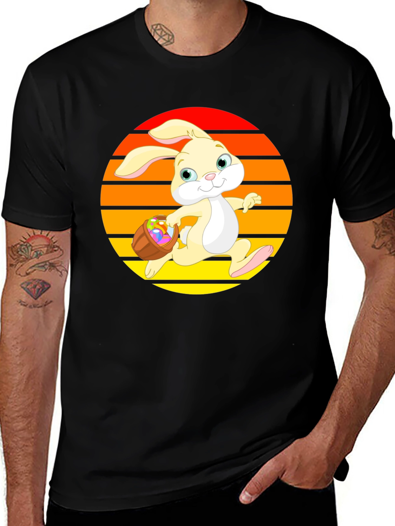 Easter Bunny Sunset Graphic Tee - Cute Holiday Apparel