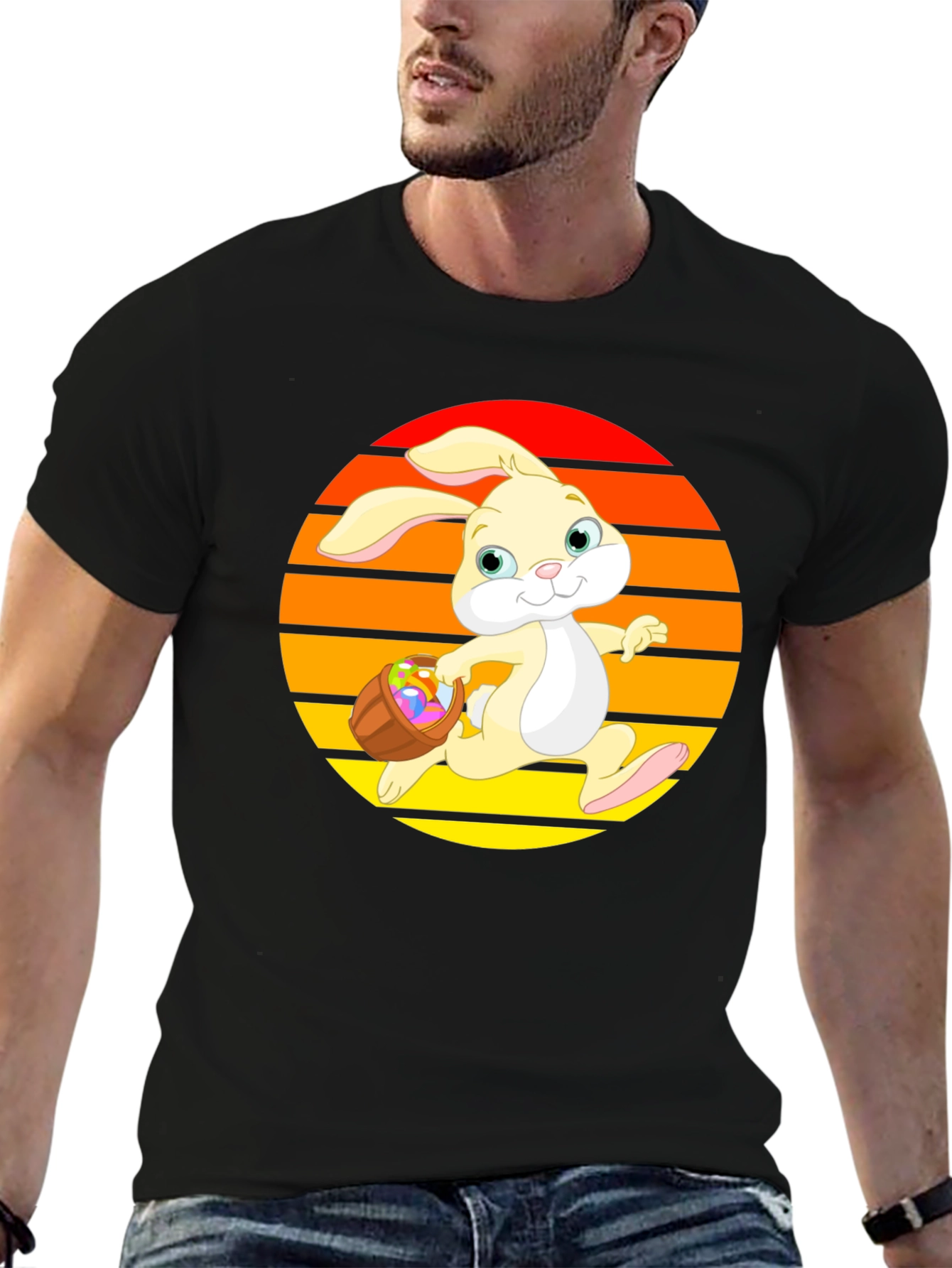 Easter Bunny Sunset Graphic Tee - Cute Holiday Apparel