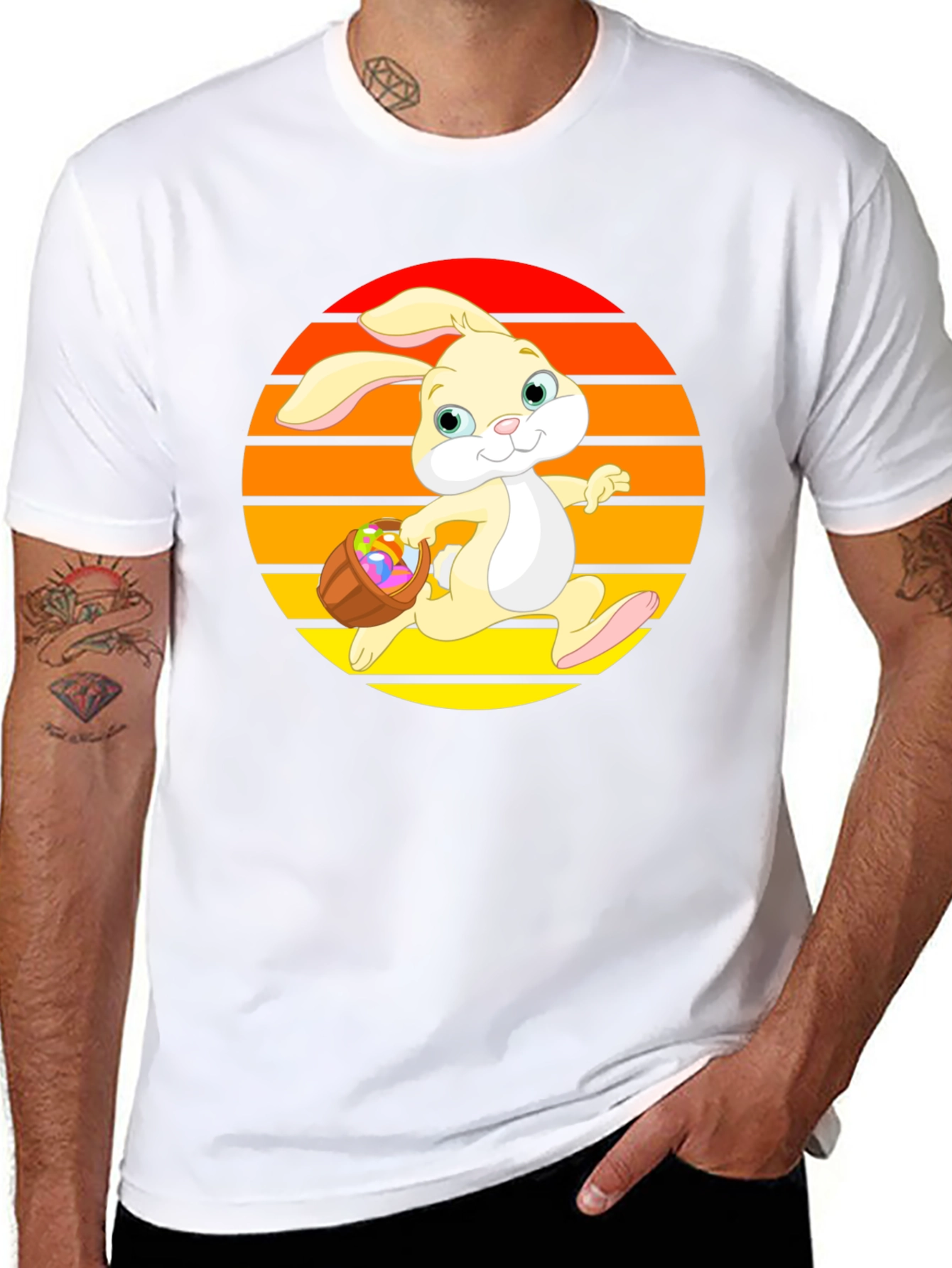 Easter Bunny Sunset Graphic Tee - Cute Holiday Apparel
