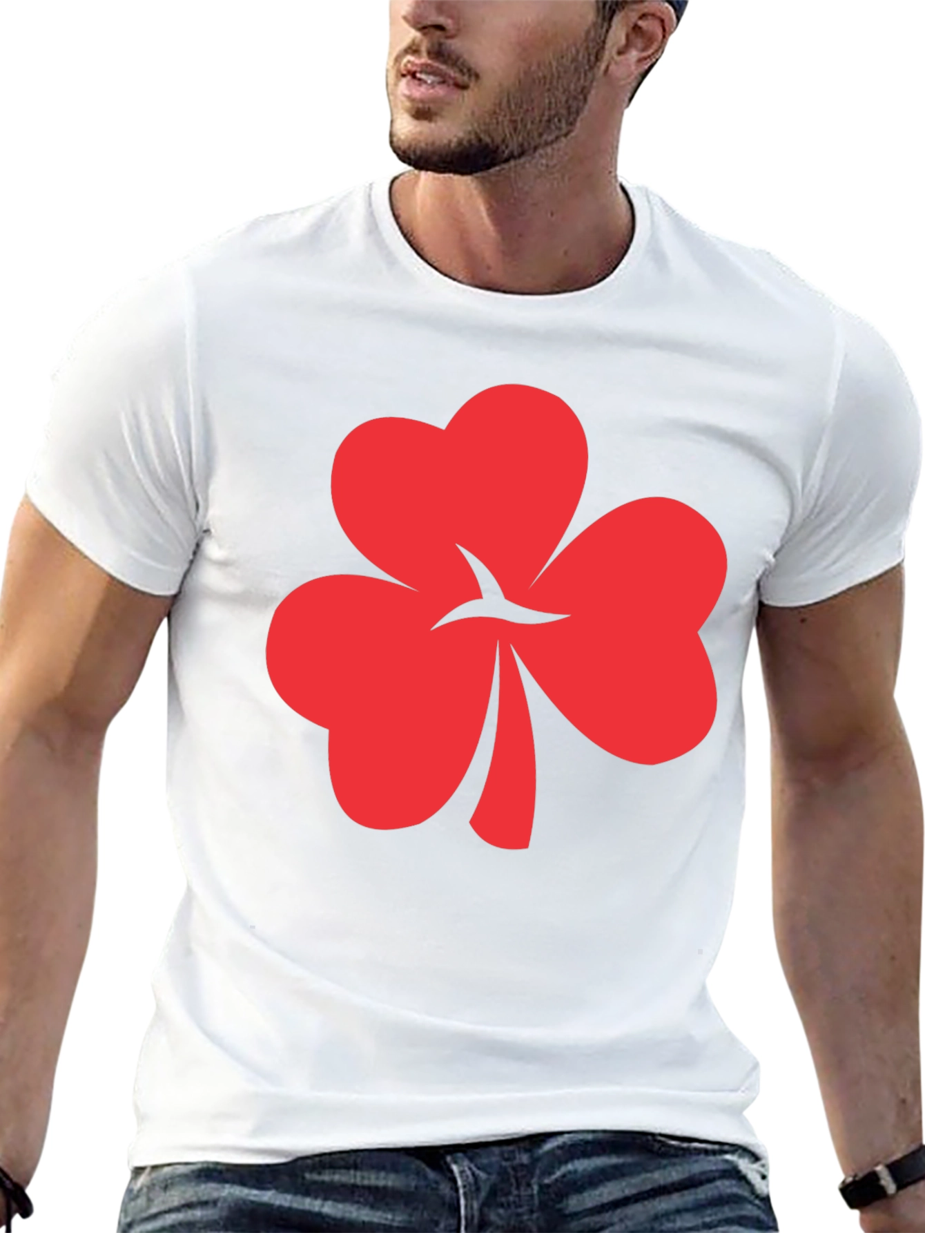 Red Shamrock Graphic Black Tee