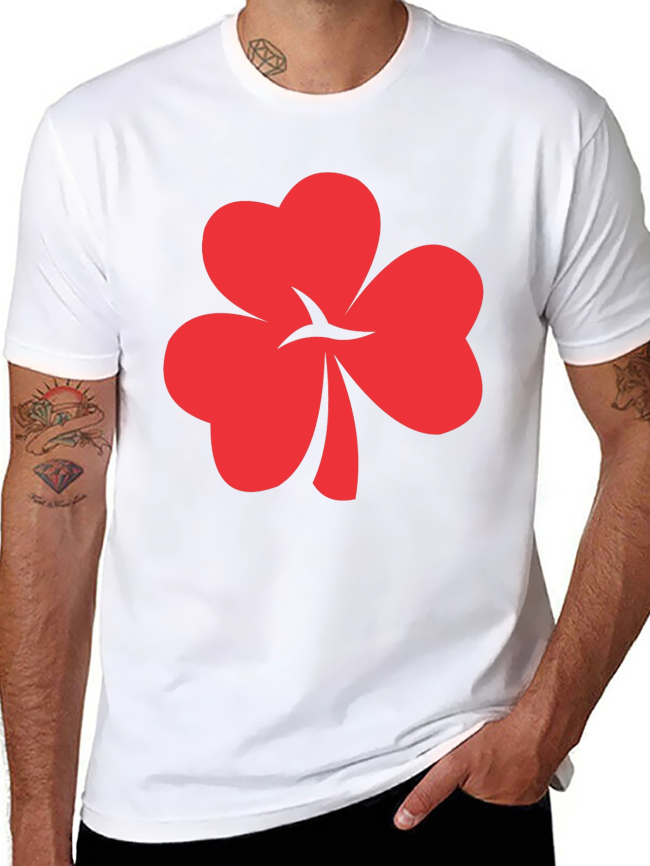 Red Shamrock Graphic Black Tee