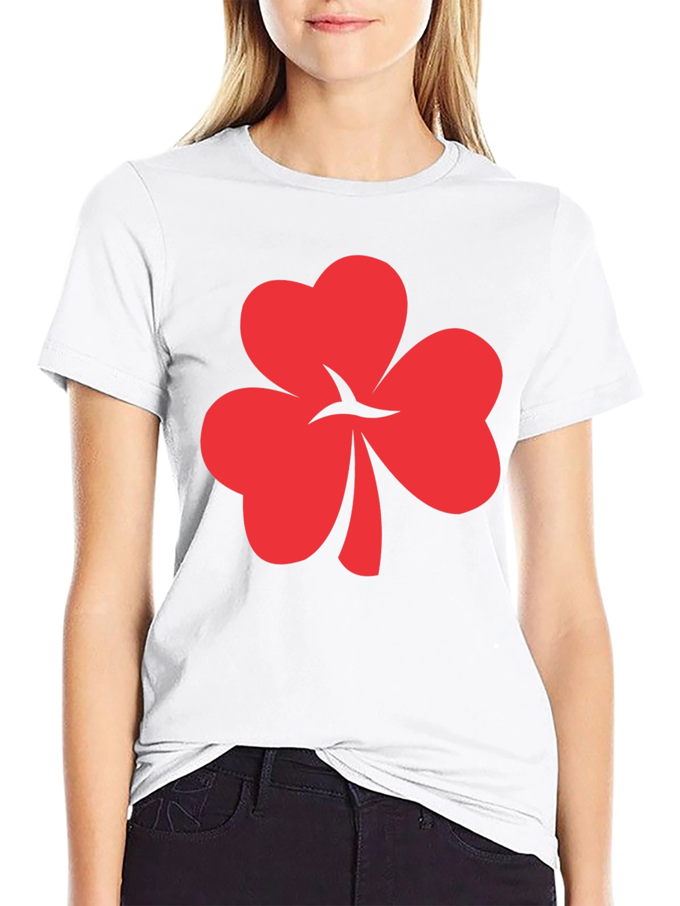 Red Shamrock Graphic Black Tee