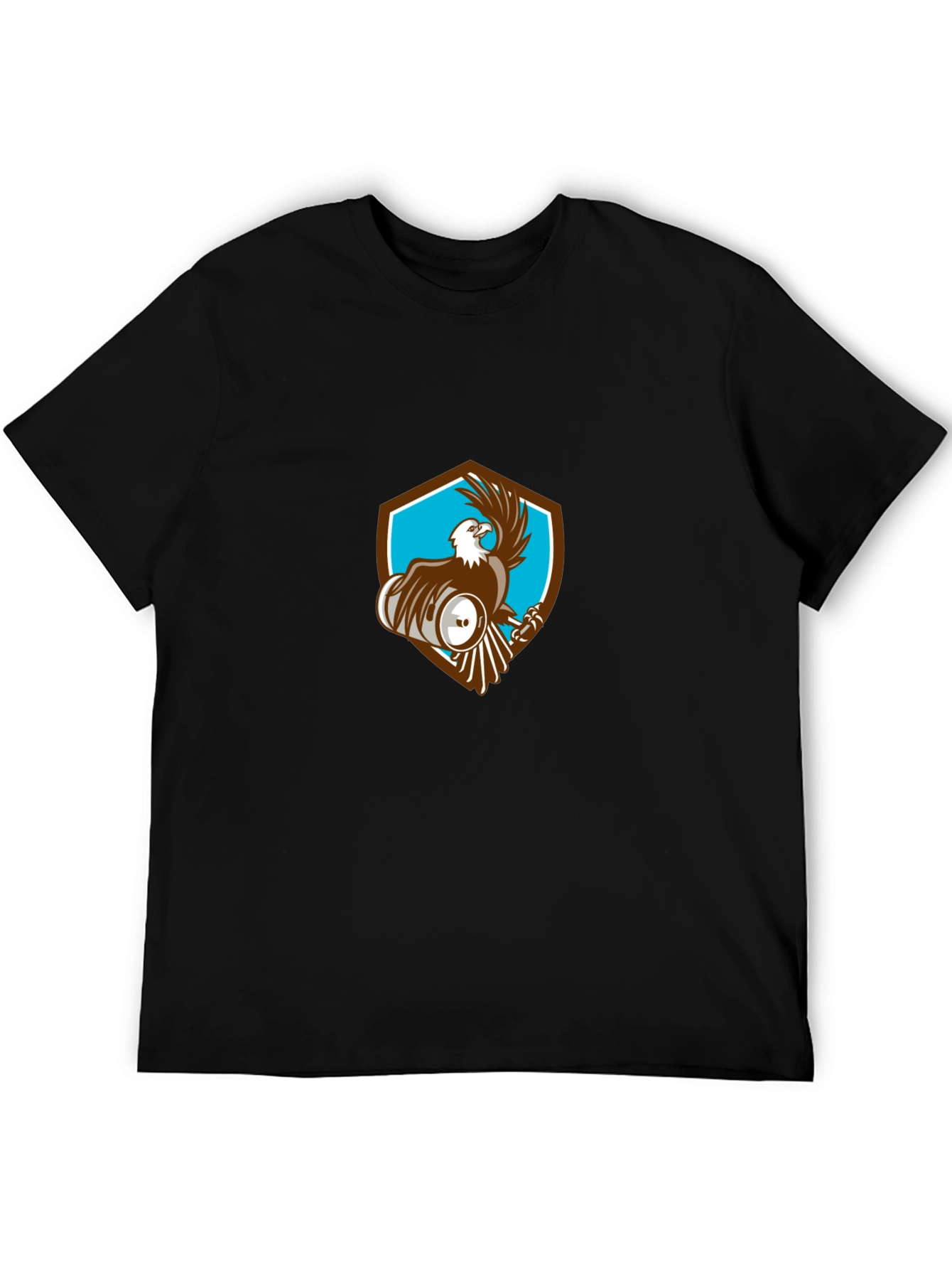 Mens Black T-Shirt with Eagle Shield Design