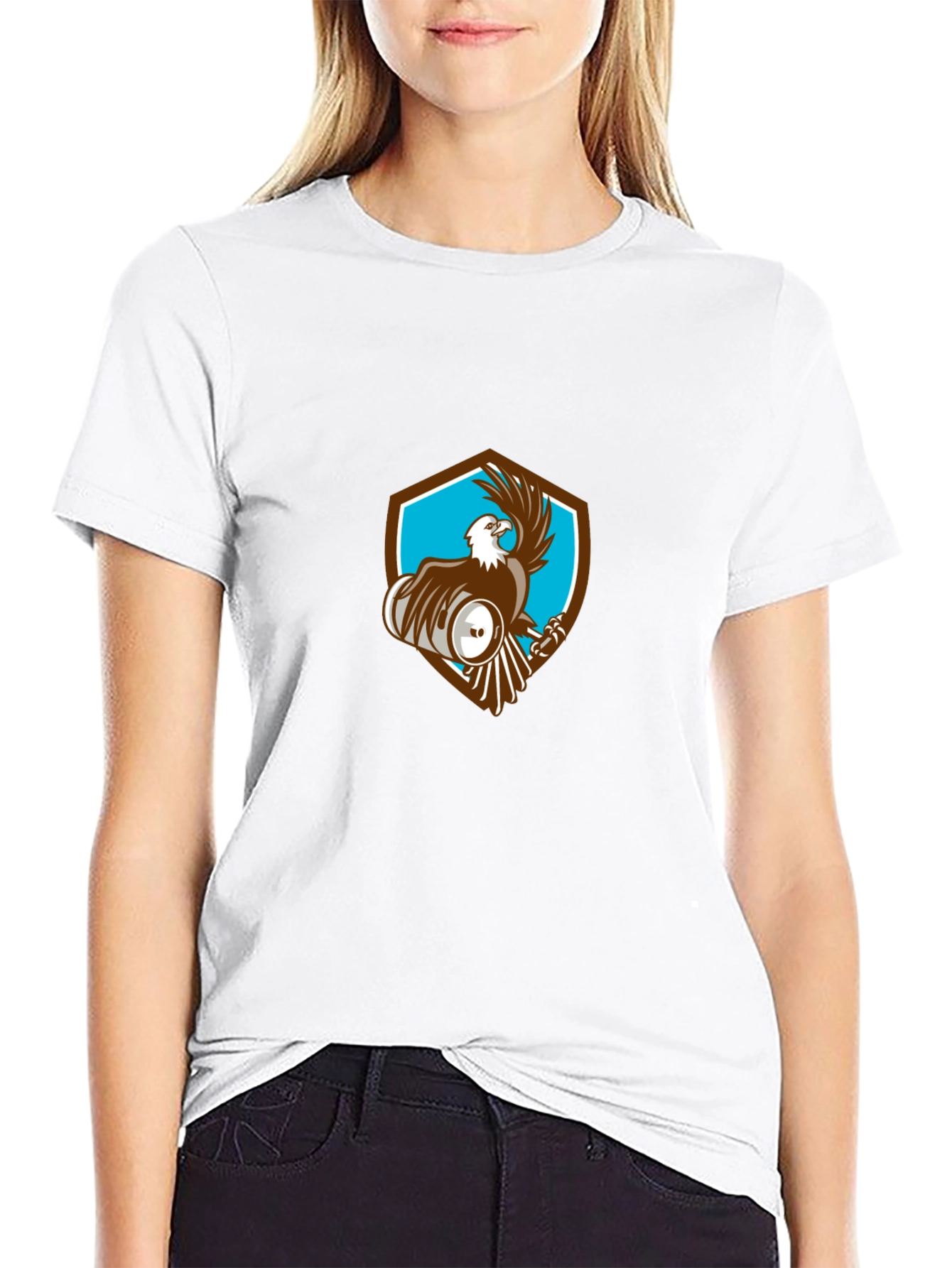 Mens Black T-Shirt with Eagle Shield Design