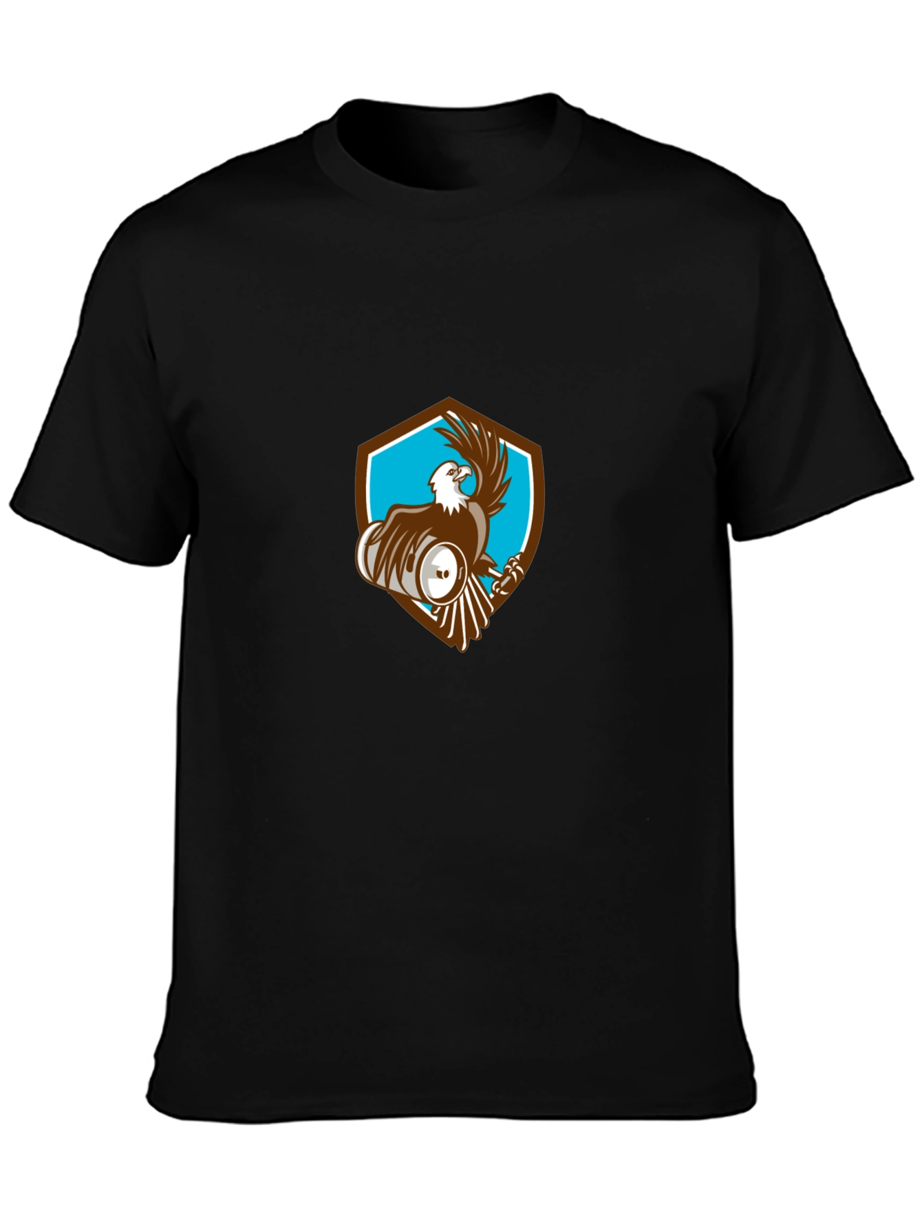 Mens Black T-Shirt with Eagle Shield Design