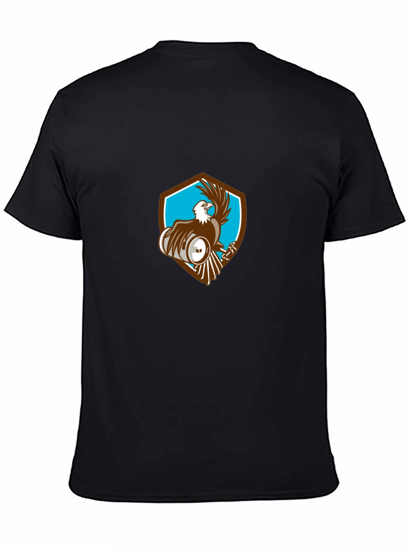 Mens Black T-Shirt with Eagle Shield Design