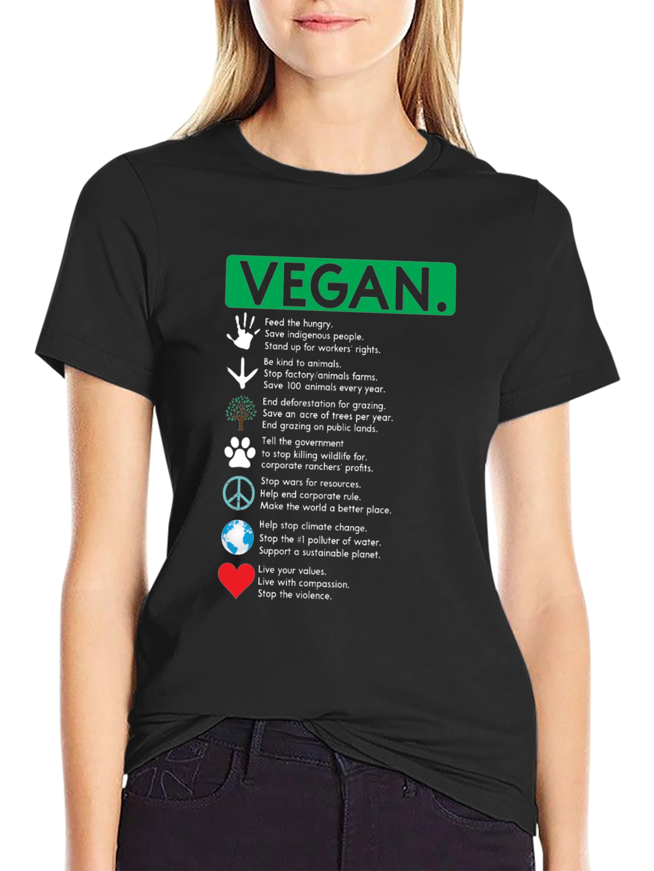 Vegan Values Graphic T-Shirt - Compassion Activism Tee